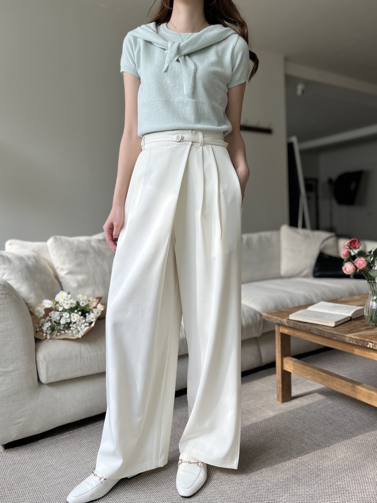Asymmetric Wrap-Line Slacks (Ivory)