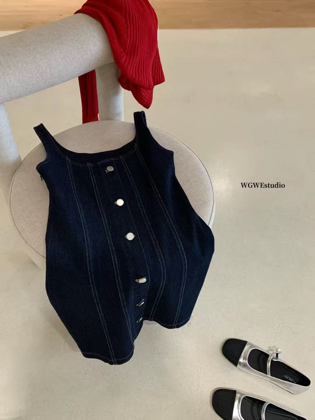 DR363复古蓝色牛仔裙