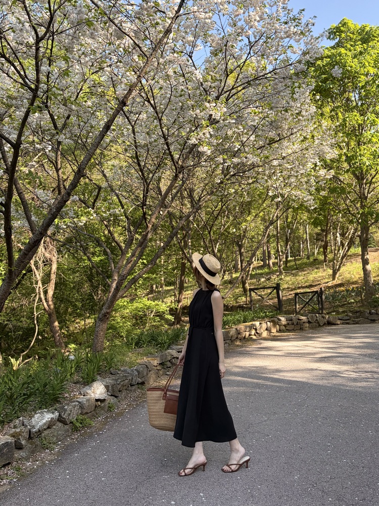 Pleated Halter Maxi Dress (Black)