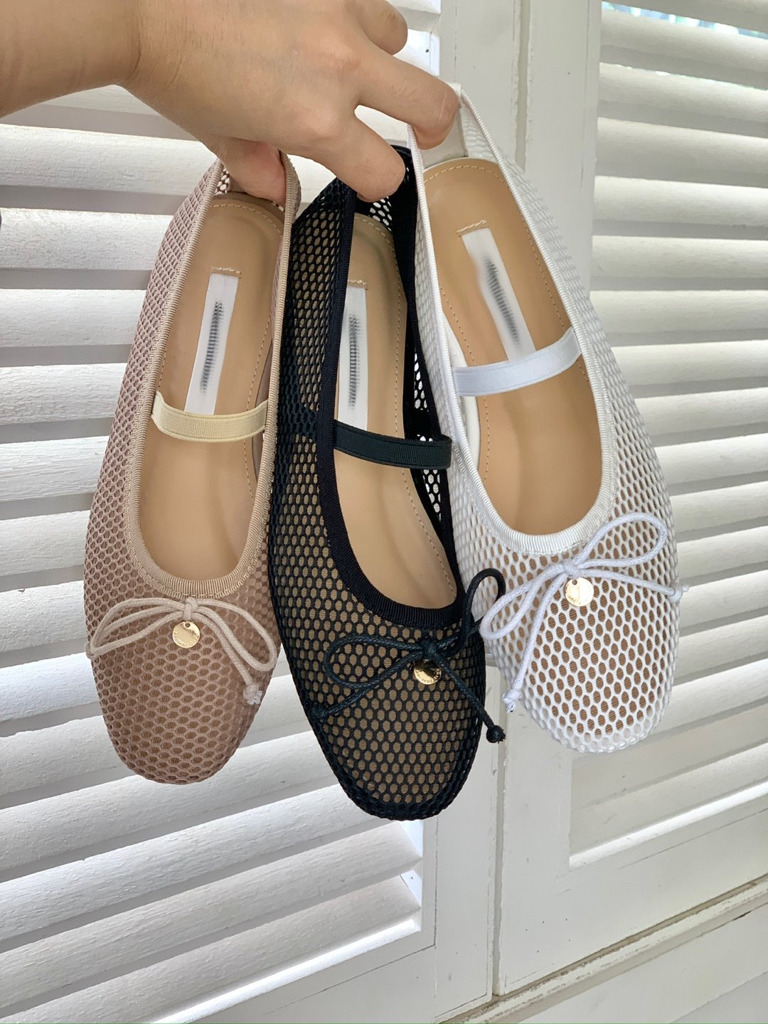 Ribbon Netted Ballet Flats (3 colors)
