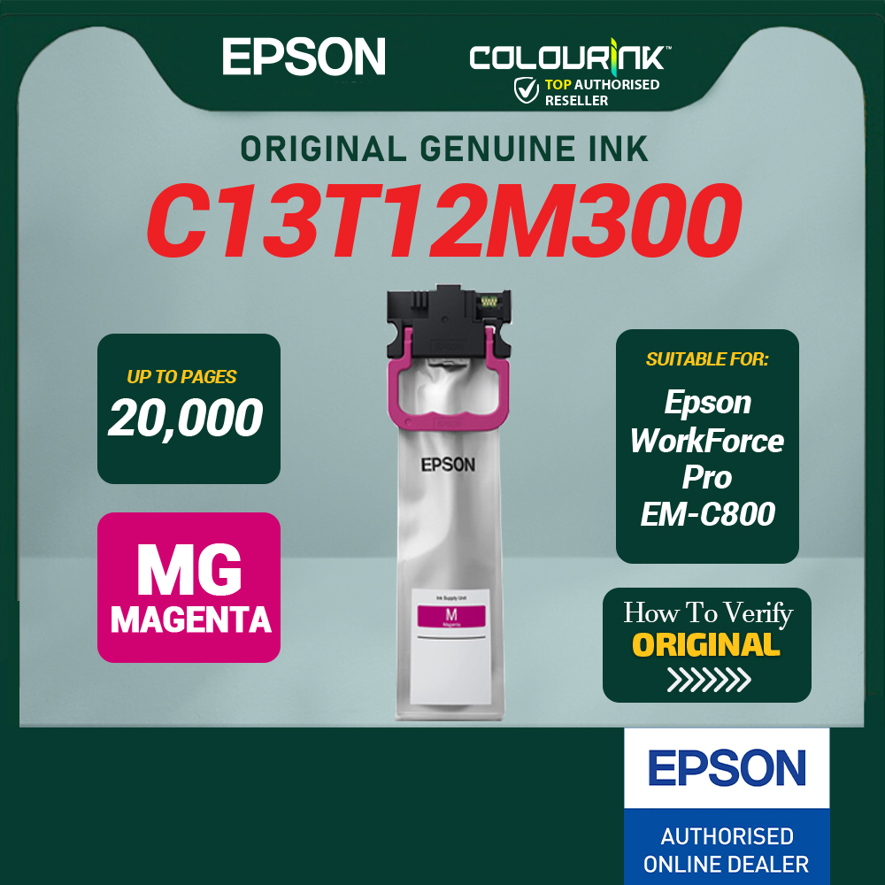 EPSON C13T12M100 C13T12M200 C13T12M300 C13T12M400 Original High Cap Ink Catridge EM-C800