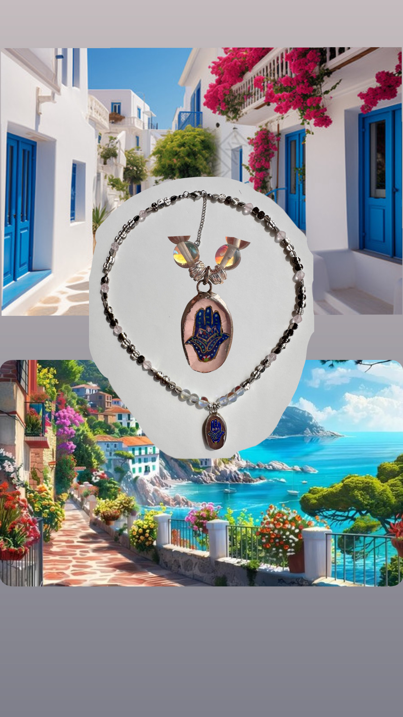 銀色天然水晶手繪