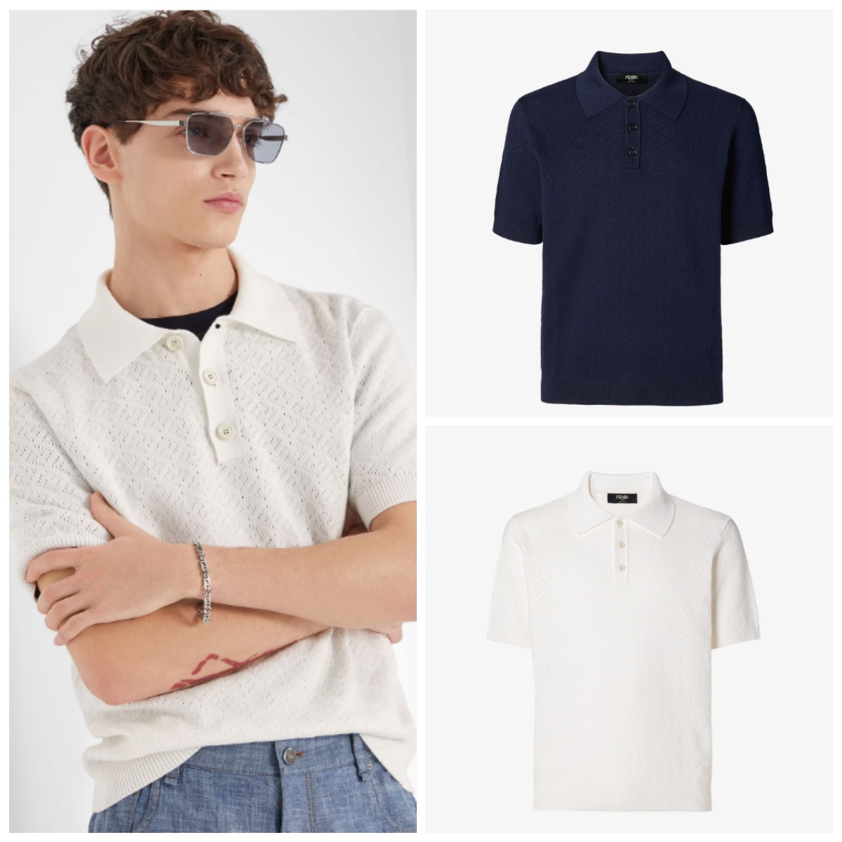 Fendi FF圖案提花針織短袖Polo