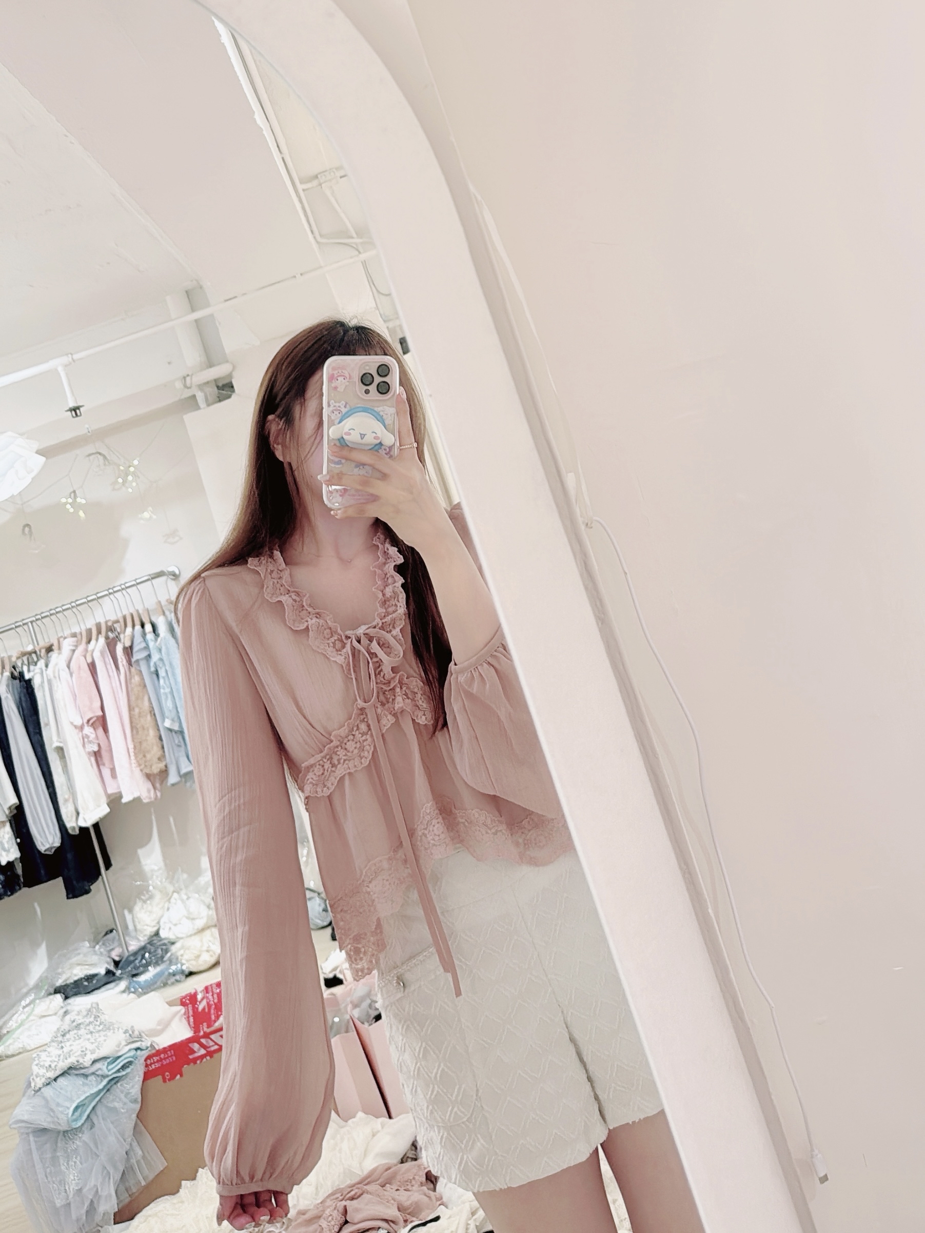 Elegant Lace Blouse with Ribbon