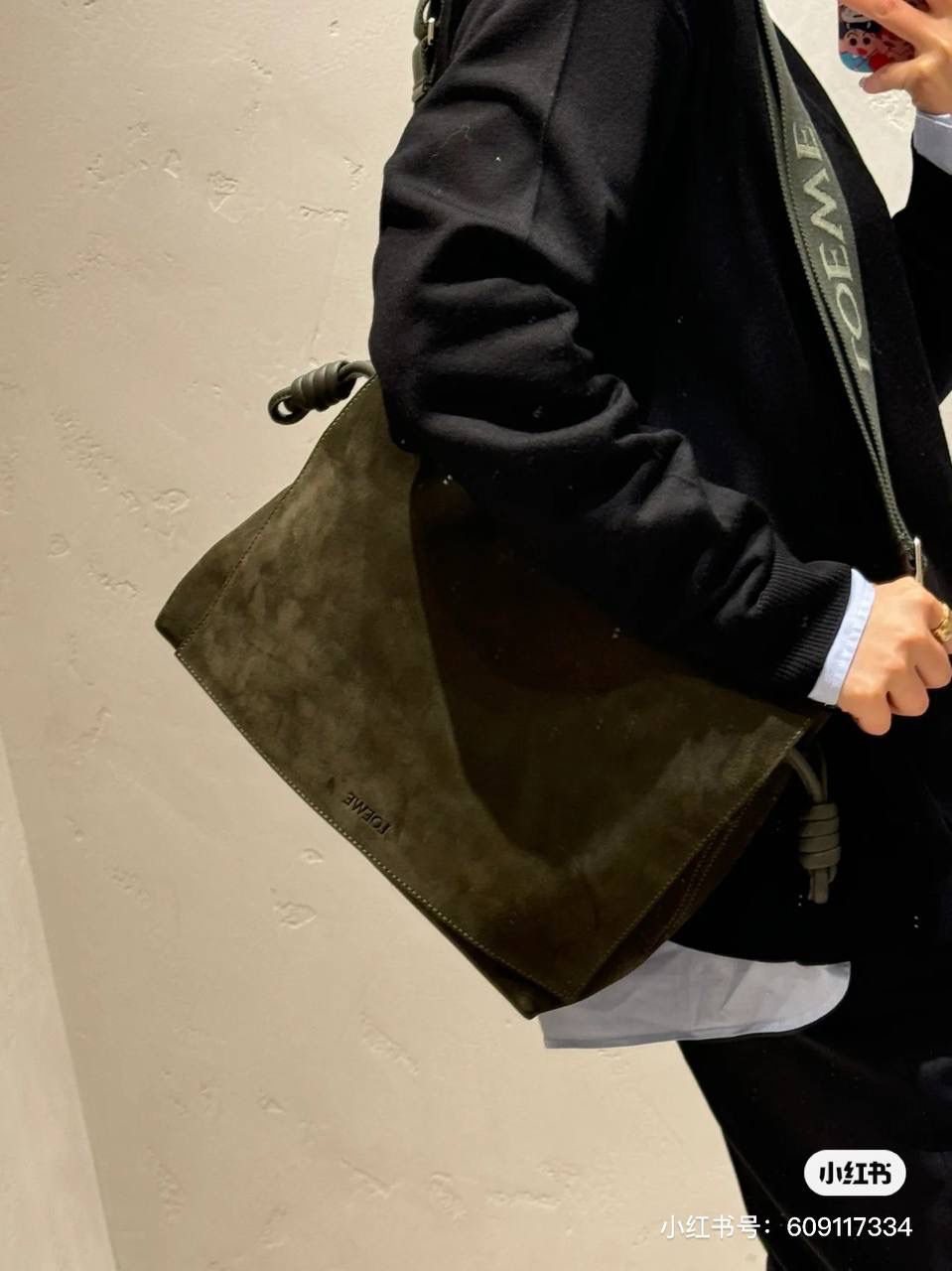 LOEWE 罗意威 Puzzle Fold Tote 小号手袋 麂皮拼接