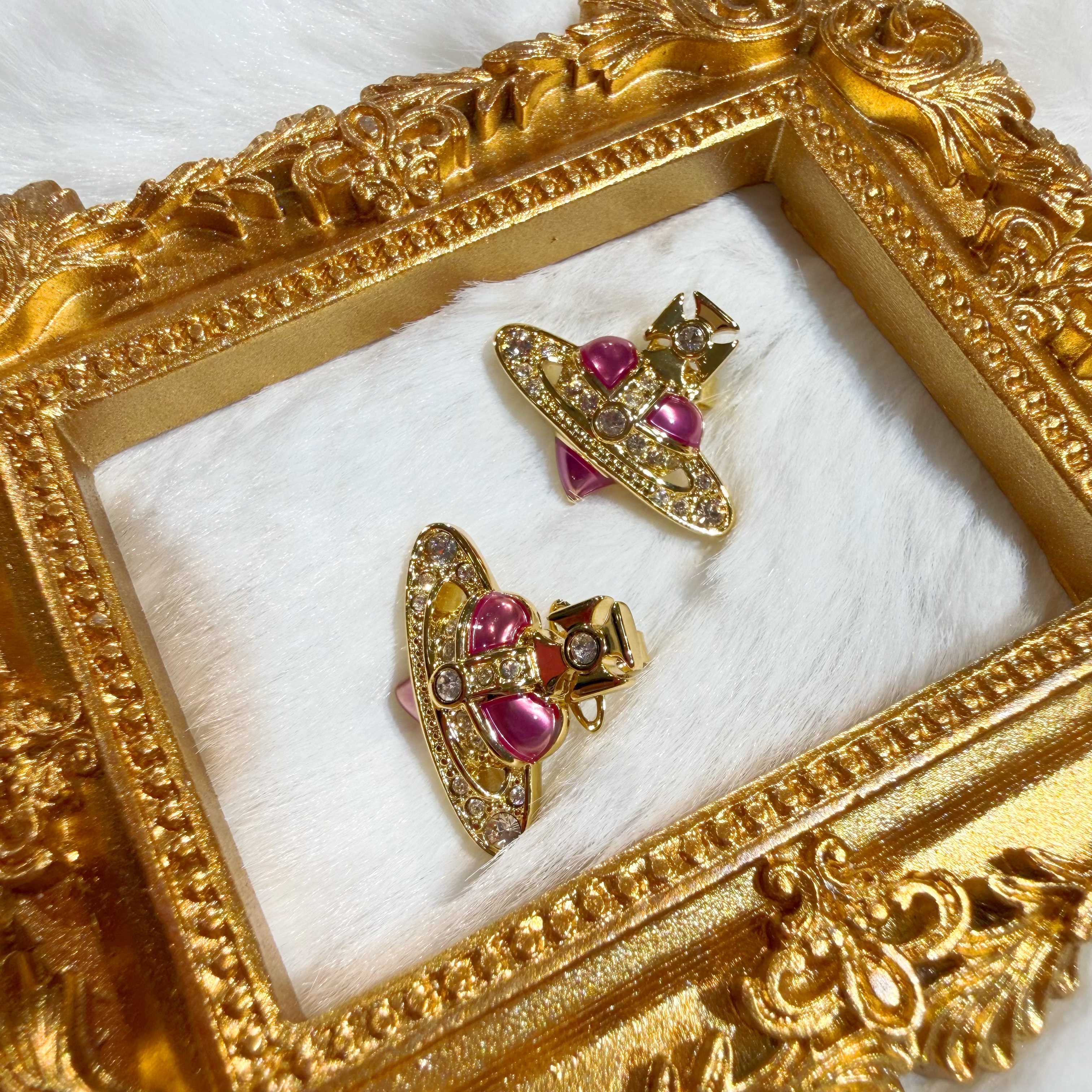 VW heart orb earrings fuxia/G