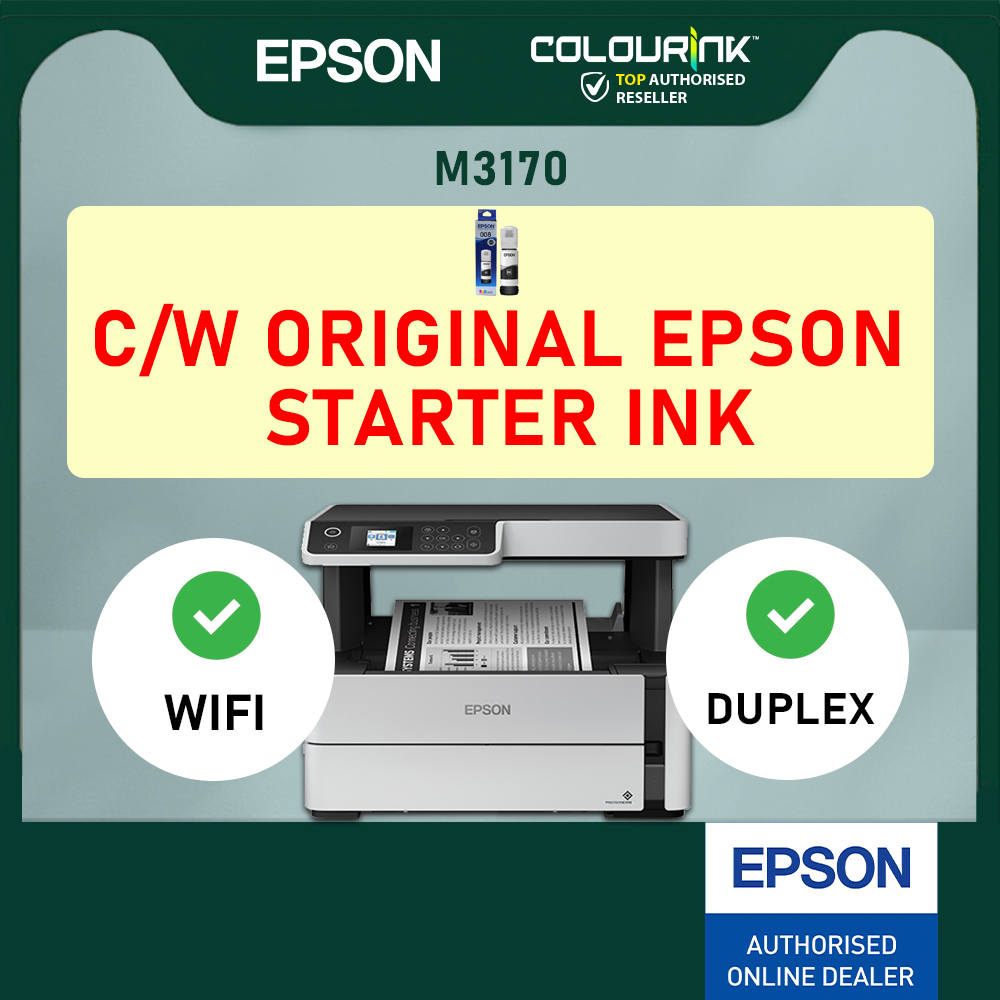 Epson EcoTank M3170 A4 3-in-1 Mono Ink Tank Printer Wi-Fi Auto Duplex Print similar L3250 L2550DW MF3010 m236dw