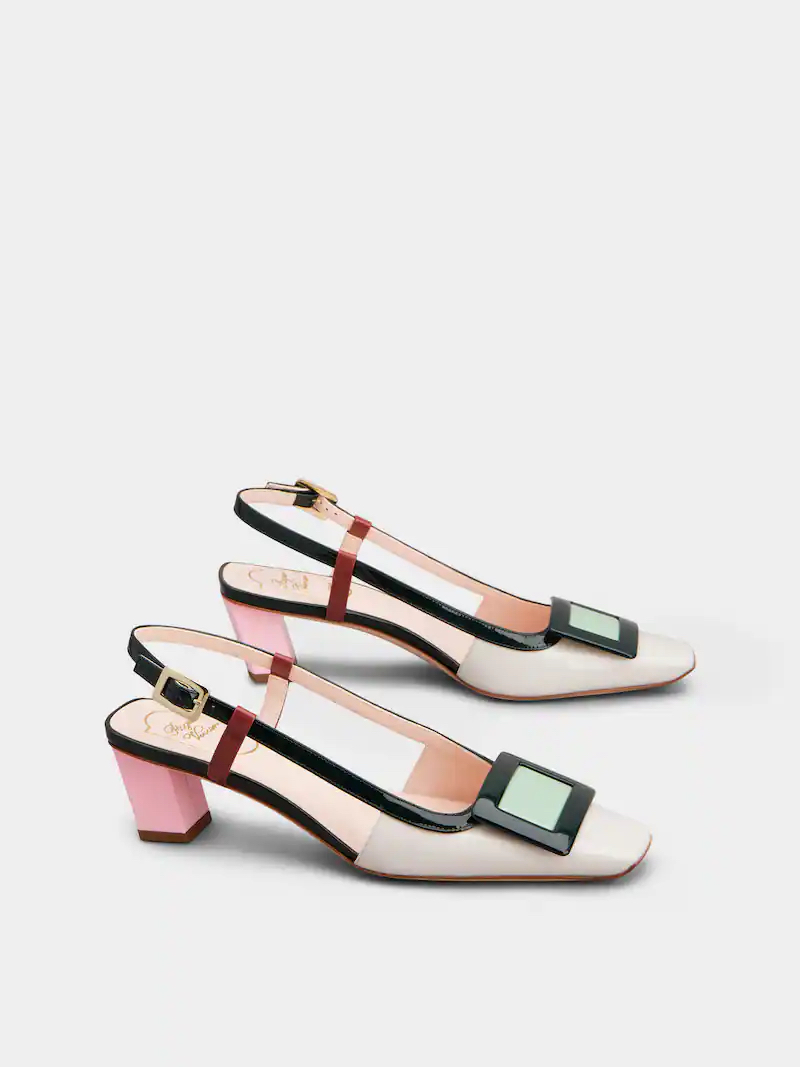 7月1-3日限時優惠💖新色🆕訂貨🍒RV 拼色漆皮4.5cm  Slingback  Size 36 37.5 41only