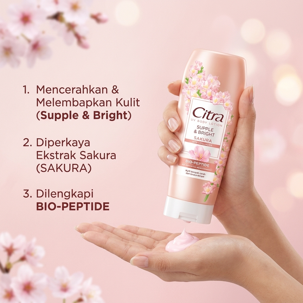 Citra Hand & Body Lotion UV Supple & Bright Sakura (Red) 110ml, 210ml