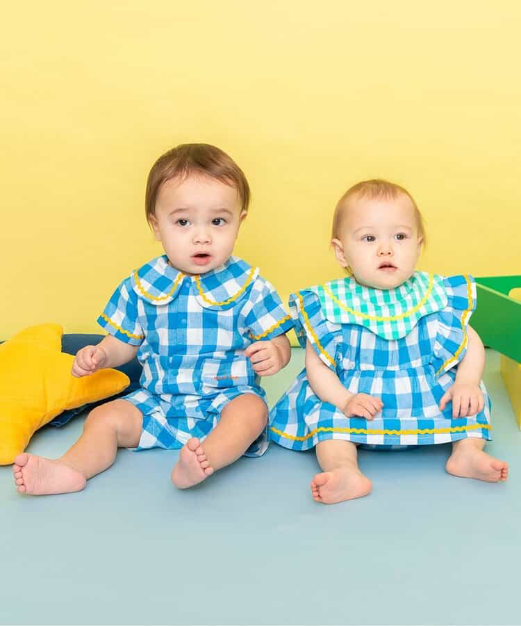 🇯🇵預訂 日本直送🇯🇵BREEZE 兩波浪荷葉邊格紋條紋短袖包屁裙