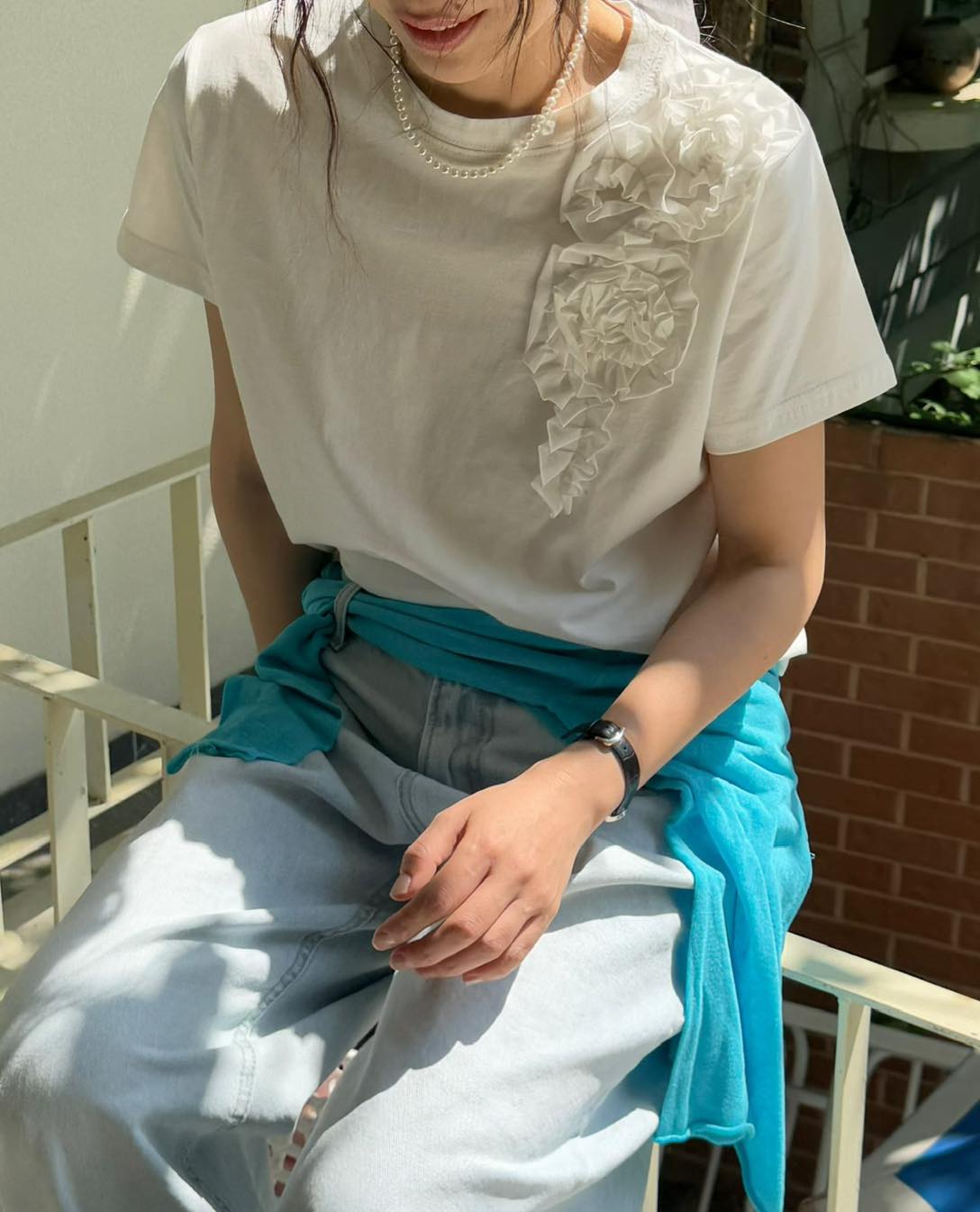 立體花朵短袖TEE