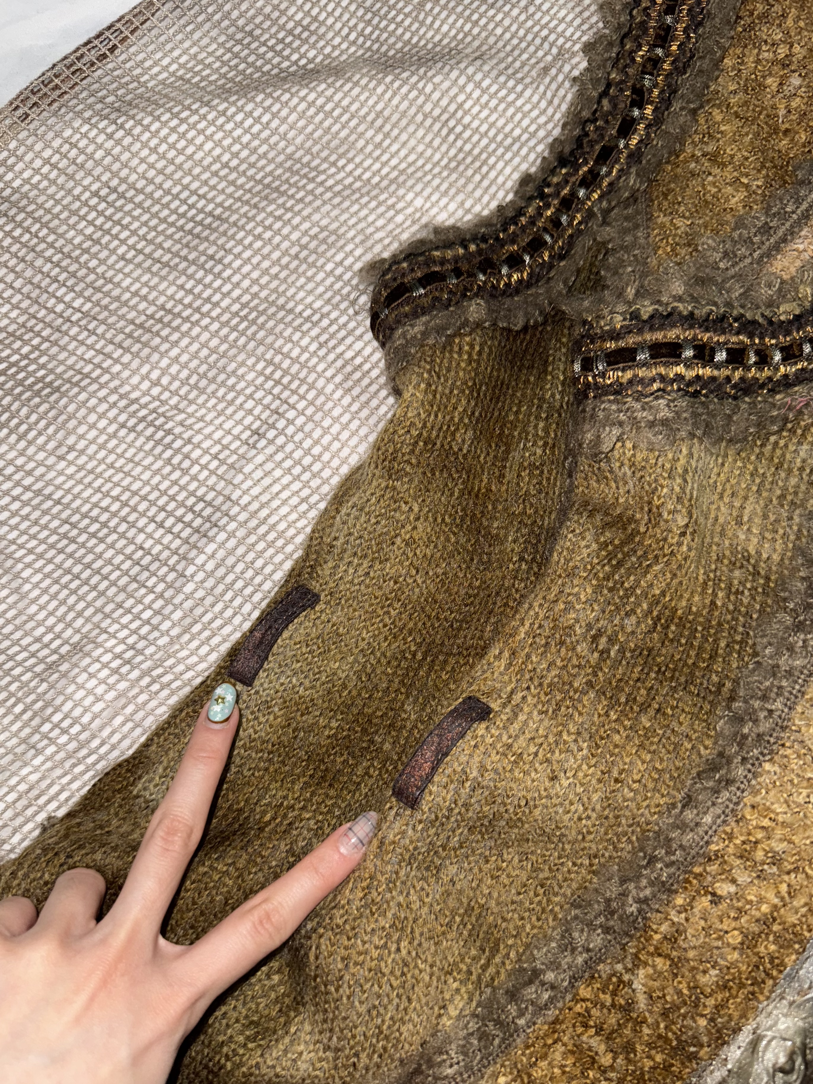 Vintage Boho Faux Fur Embellished Vest with Beaded Detail