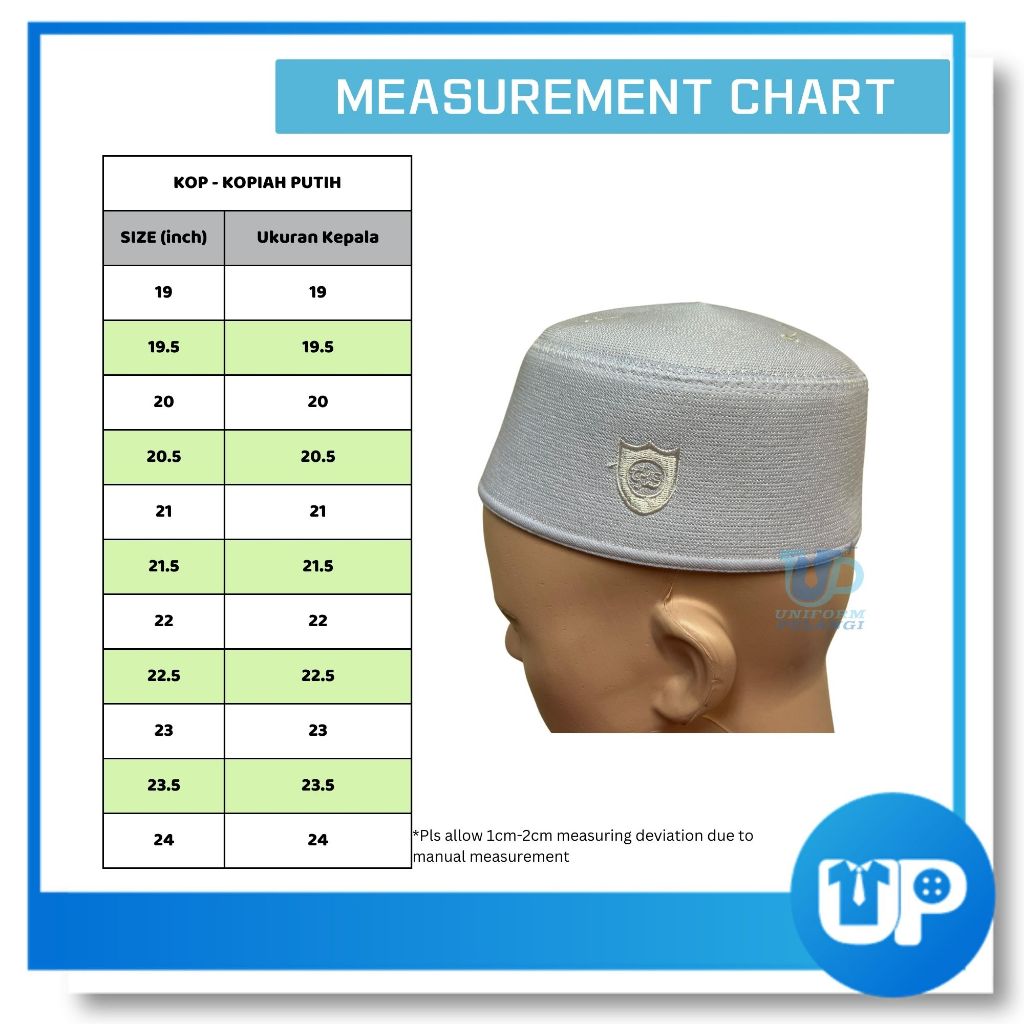 Kopiah Putih Sekolah Pakaian Traditional Melayu