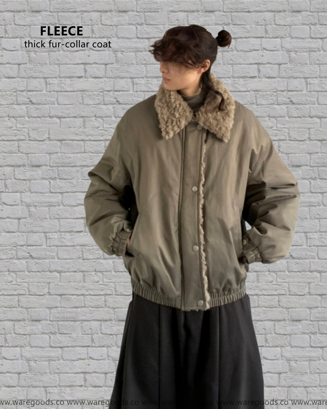 W039毛領菱格夾棉加厚外套