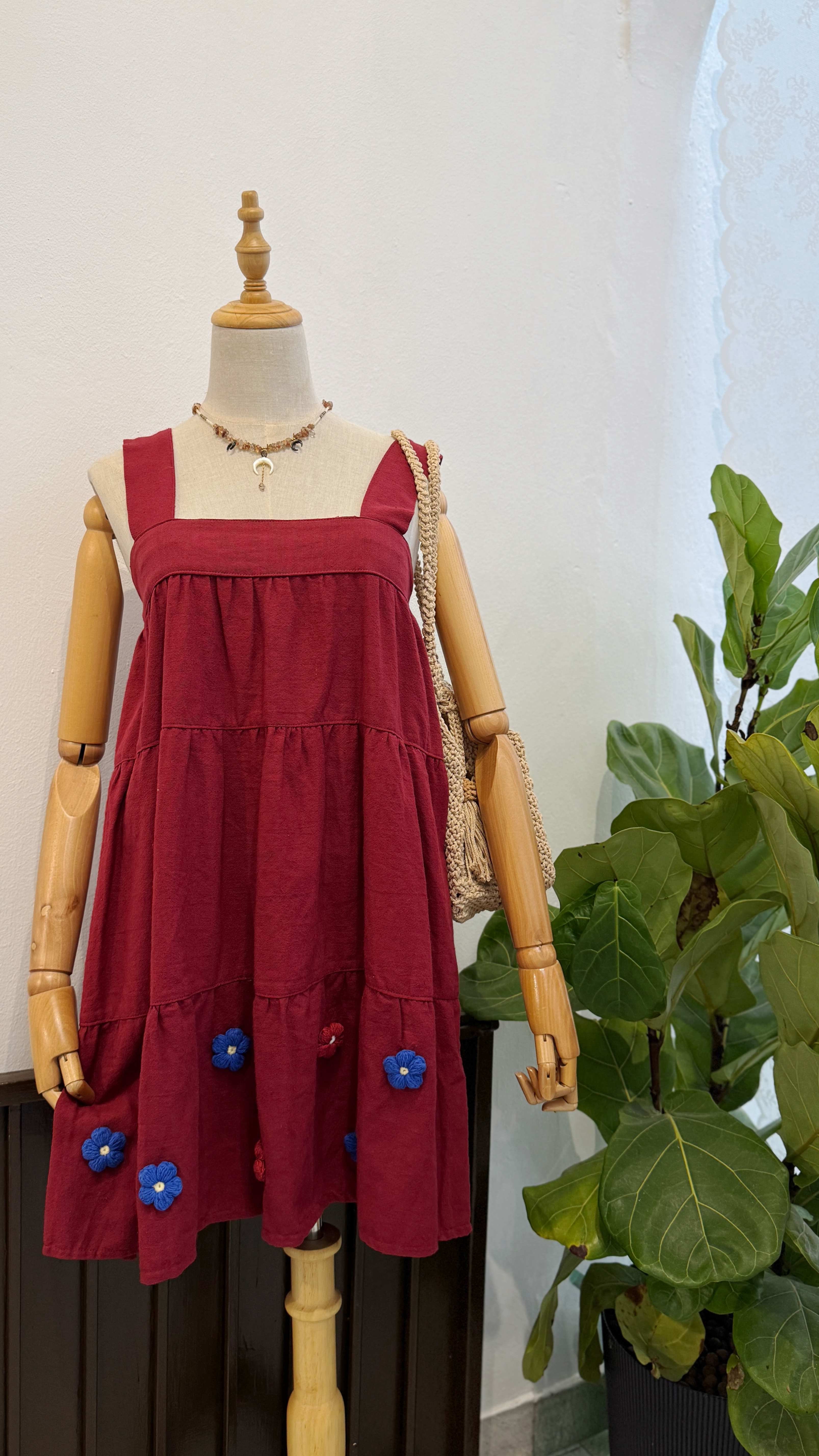 【限量定制款】 花落衣角棉麻连身裙