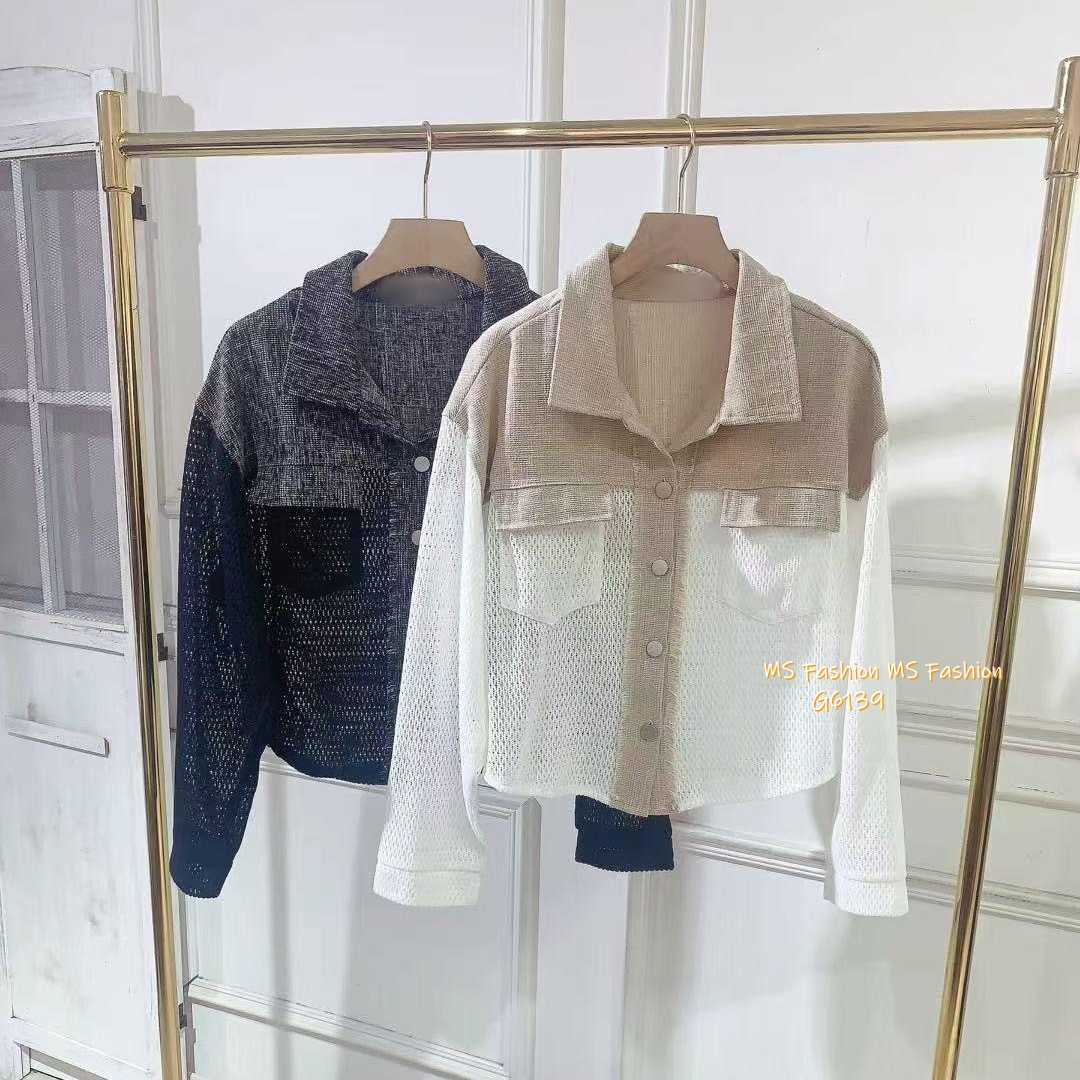 G6139 韓國🇰🇷雙色拼網料Top