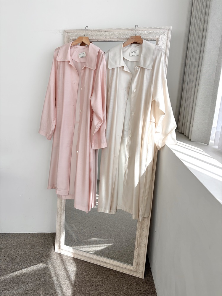 Silky Belted Trench Coat (Ivory)