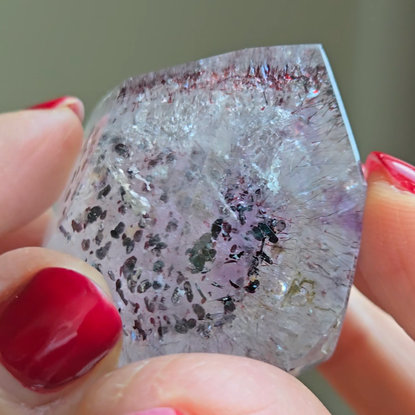 Amethyst with sparkly mica and red hematite - S777