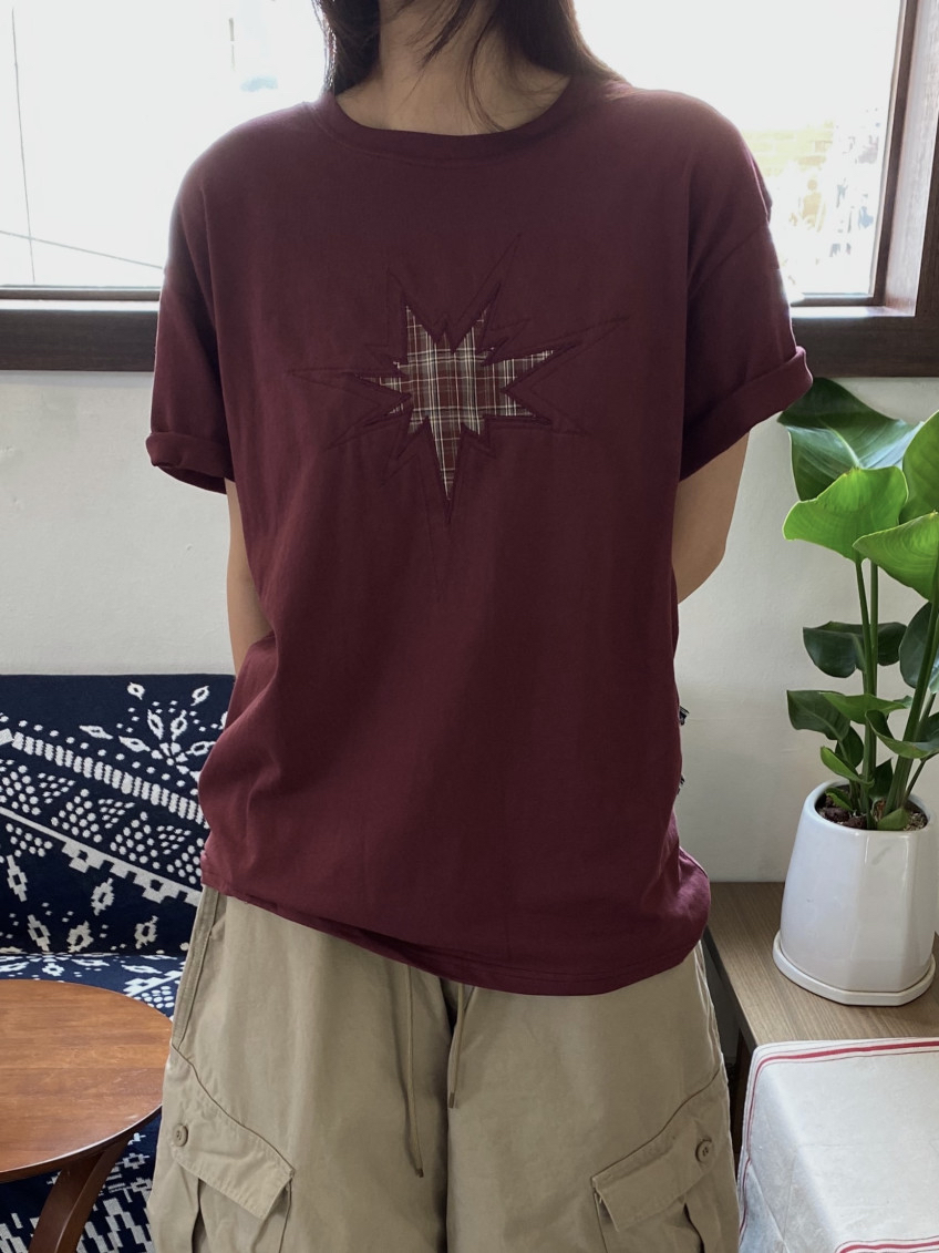 Plaid Star Patchwork Oversized Tee