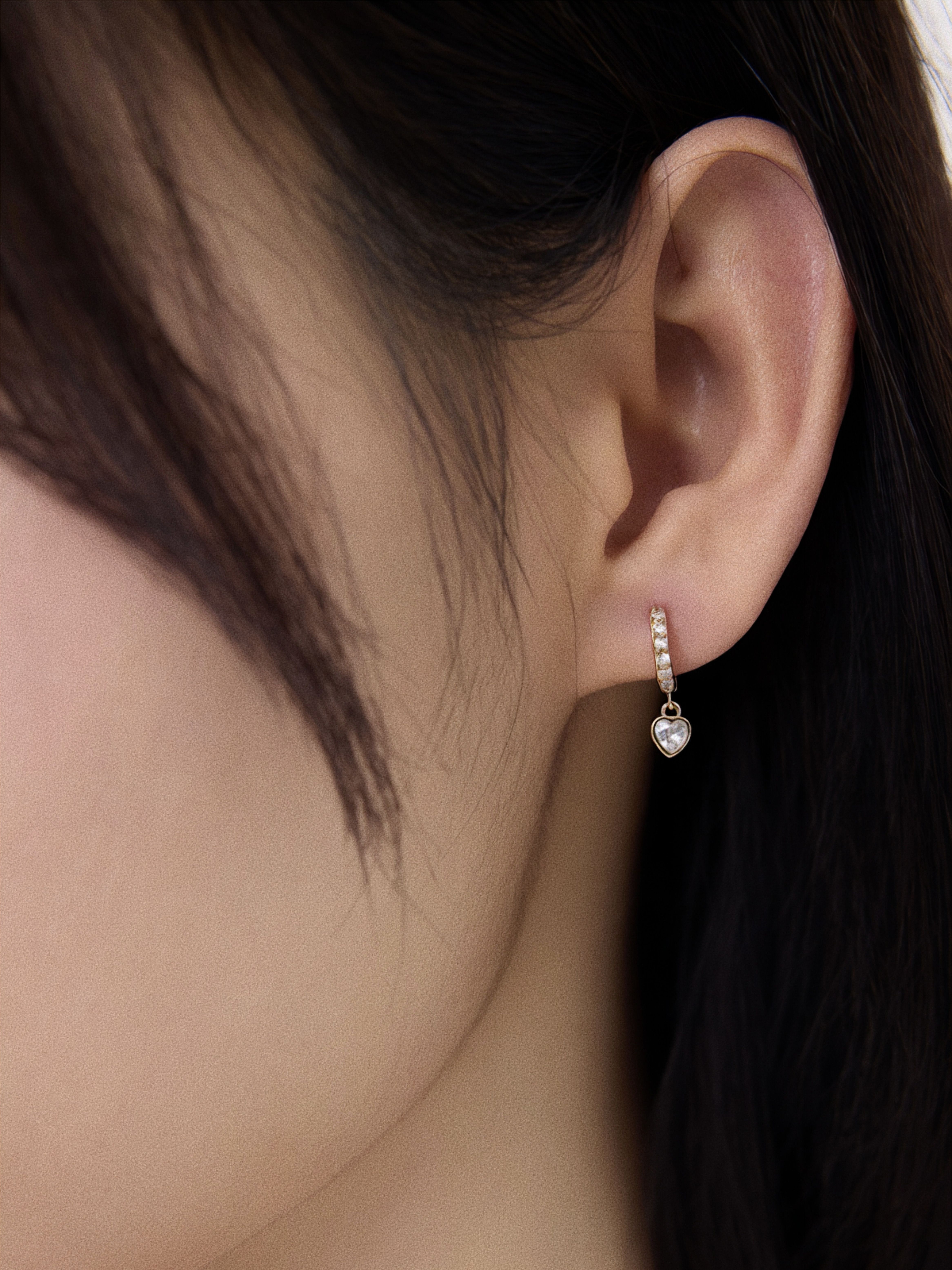 Astra Heart Hoop Earring Plaqué or