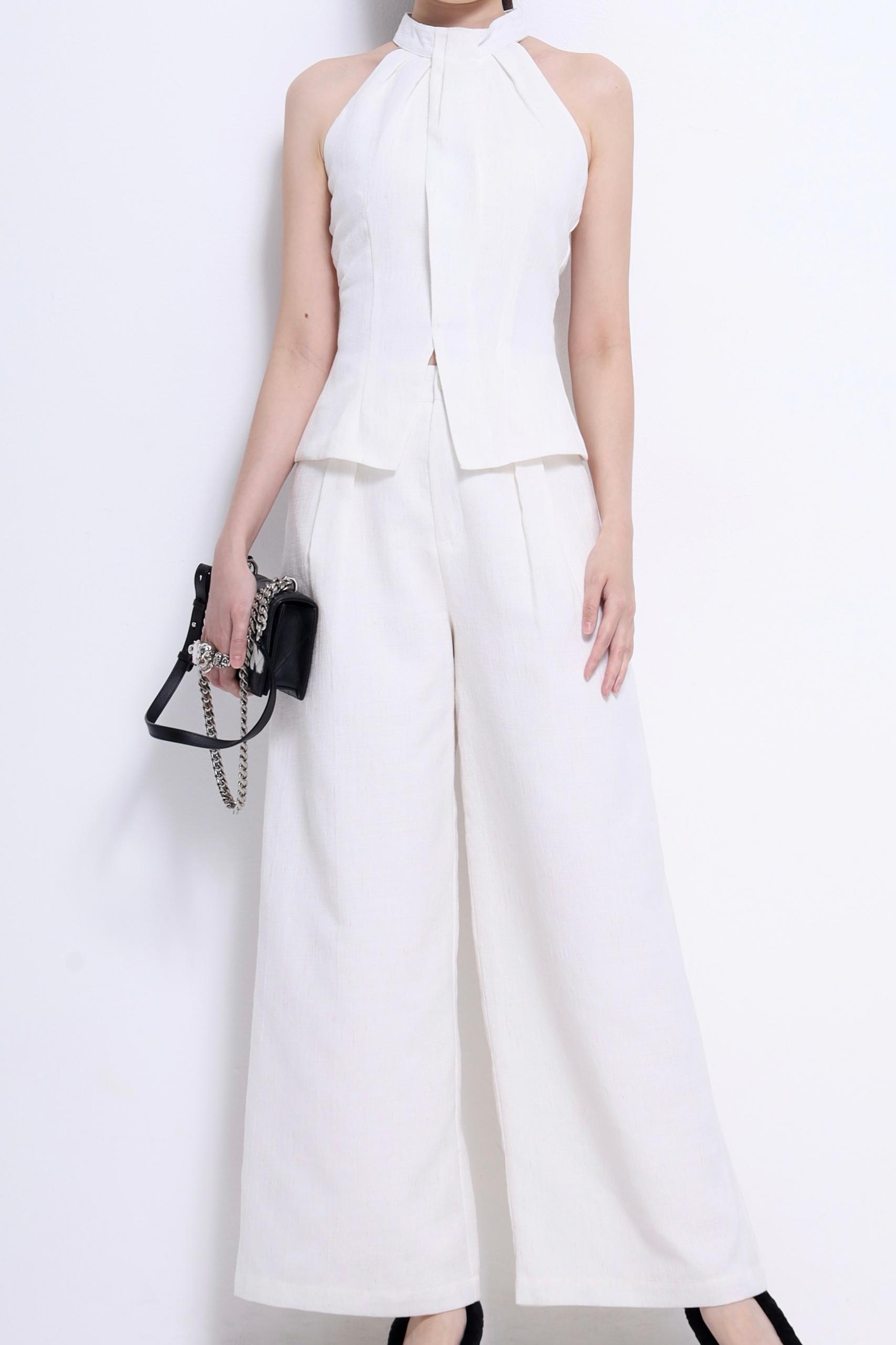 CP1642 LINEN BLEND STRAIGHT LEG TROUSER