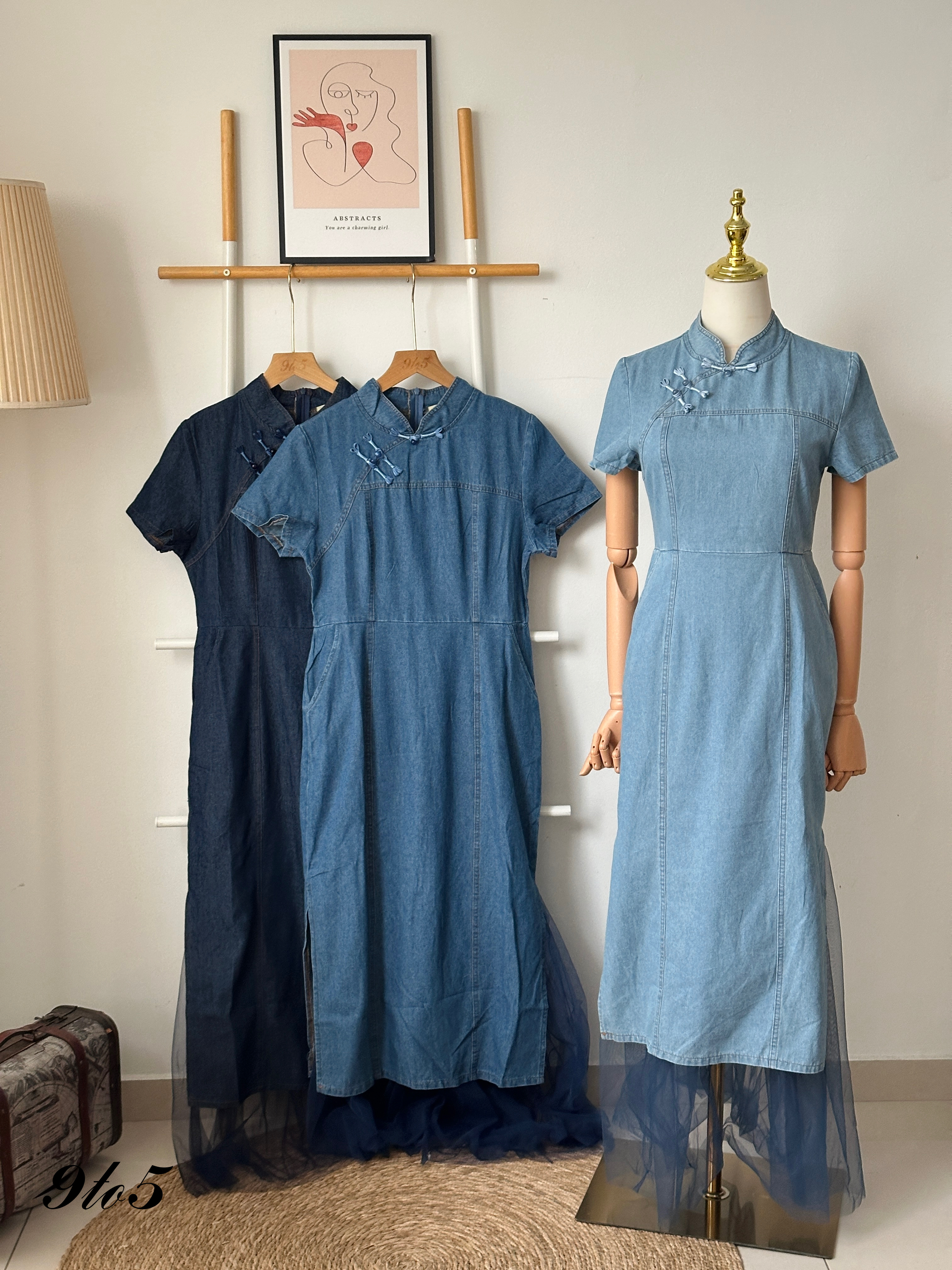 D2305 Denim Cheongsam Dress - 3 Colors