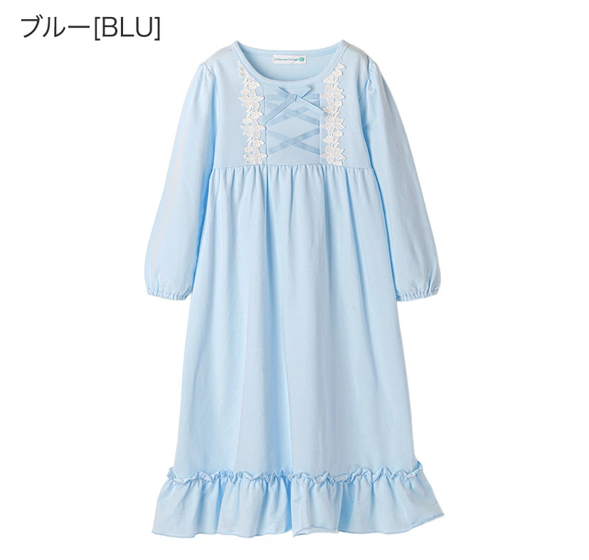 【⭐訂購⭐】 🇯🇵日本直送 🌀優雅少女 長袖蕾絲花邊 交叉緞帶 睡裙［3款選］🌀[ELCA-0133][260403]