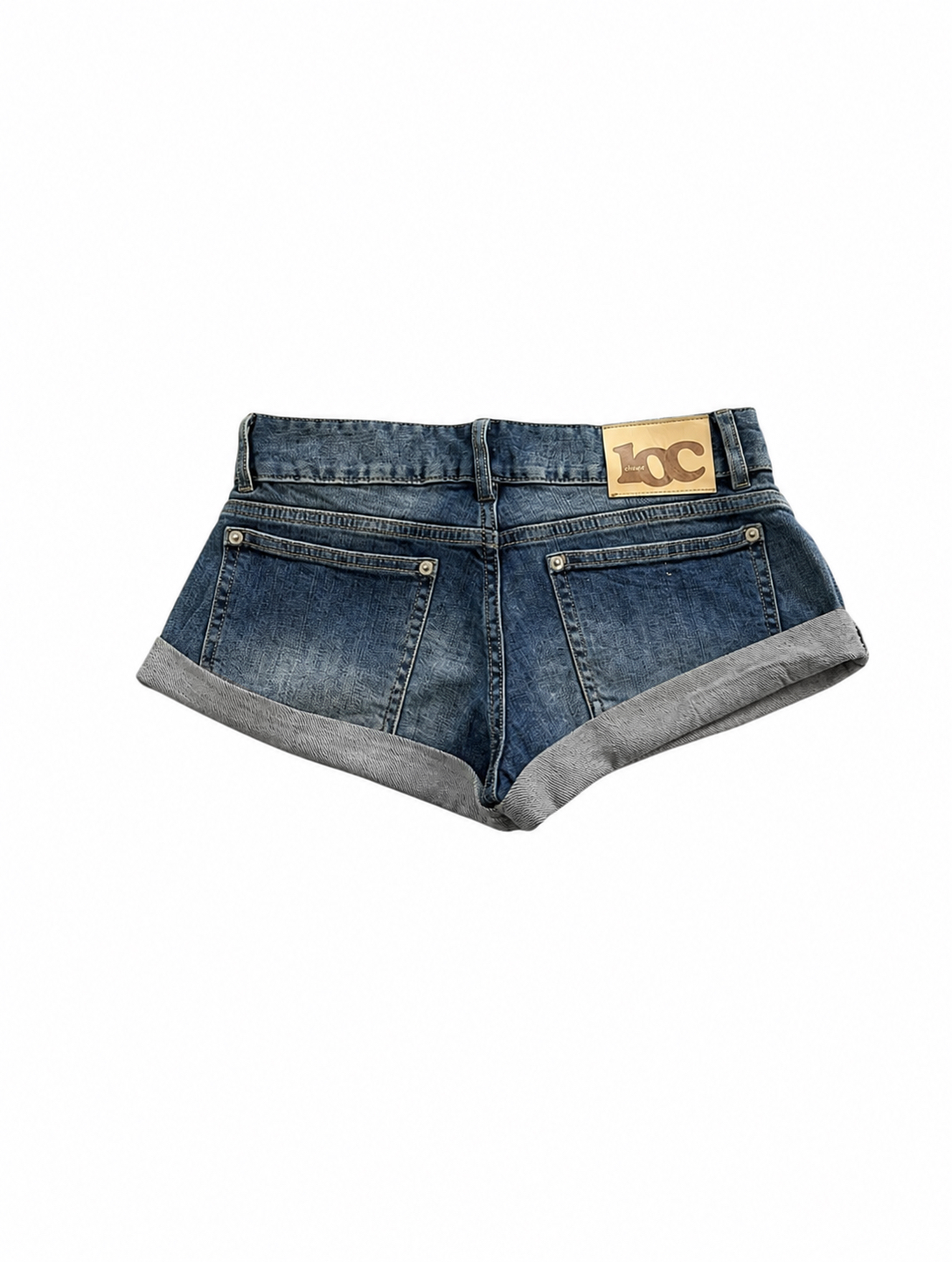 Cuffed Low-Waist Denim Shorts