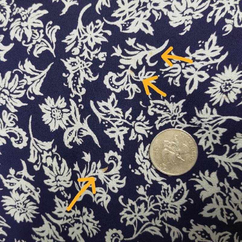 Vintage Korean Navy Blue and White Floral Pattern Lace Collar Shirt Dress with Two Front Pockets (MT1608-102)