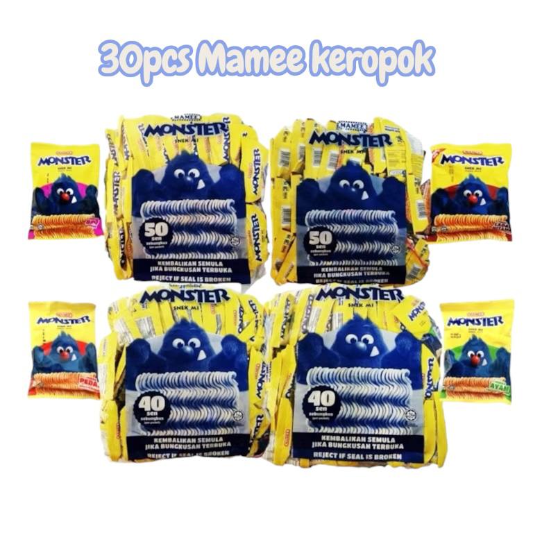 30pcs x 25g Mamee Monster Snek Mi [BBQ / Ayam / Pedas]