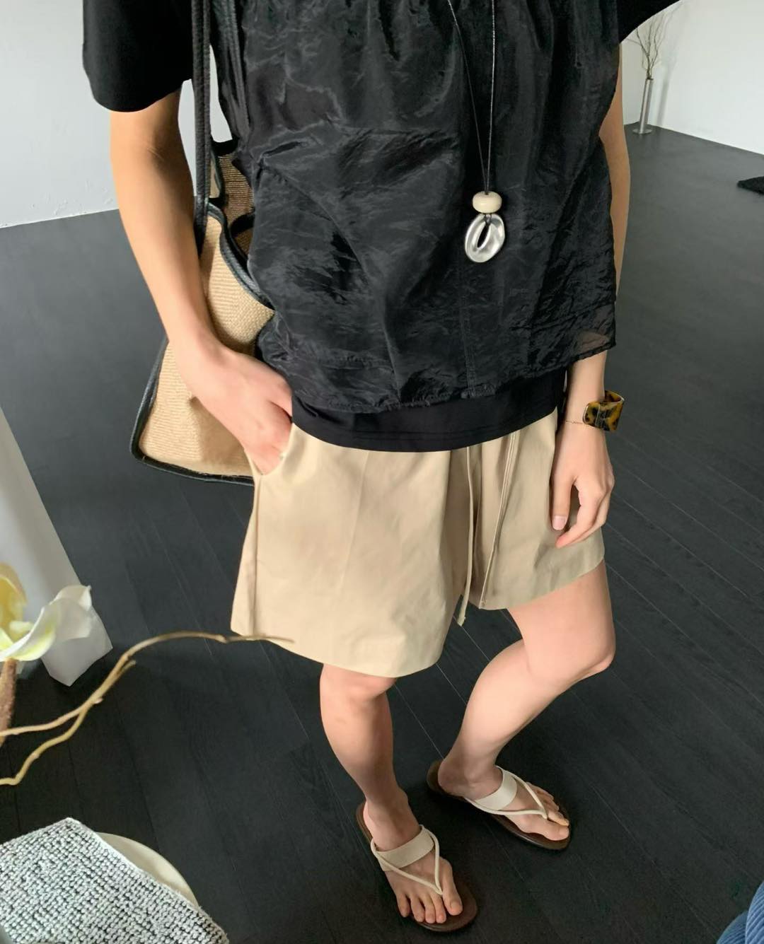薄紗拼接假兩件TEE