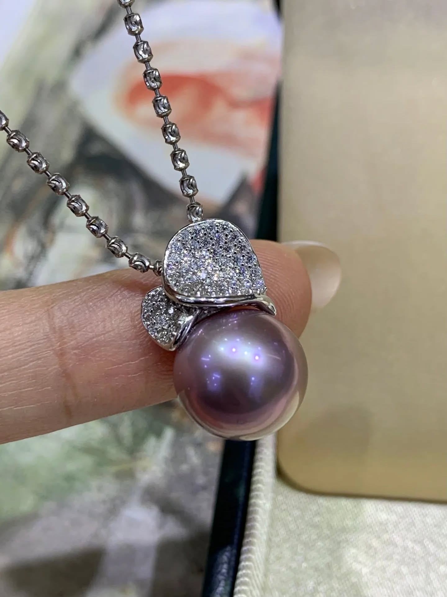 紫珠真的是富貴之珠  11-12mm愛迪生天然珍珠紫珠 正圓極細微瑕 純銀吊墜