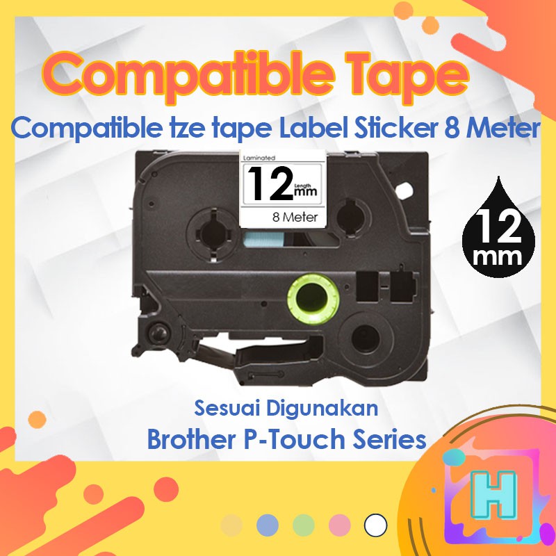 12mm Tze-231 131 631 compatible label tape Label Printer PT-H110 D210 D450 D600 P700 E110VP E300VP P300BT P710 Sticker