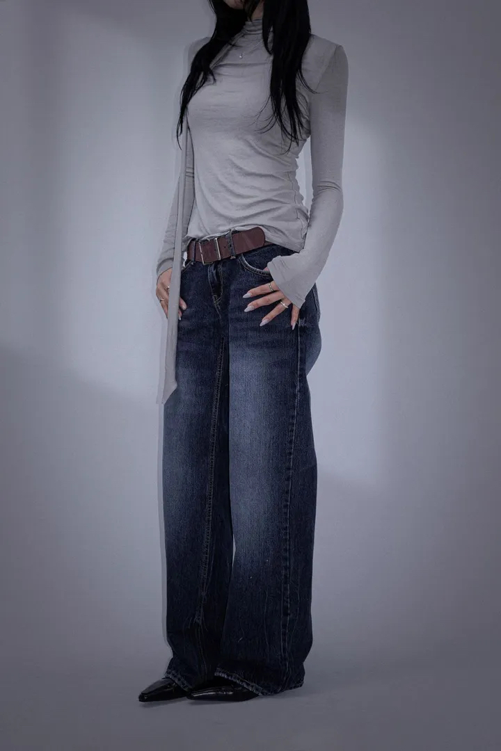 Low-Rise Washed Denim