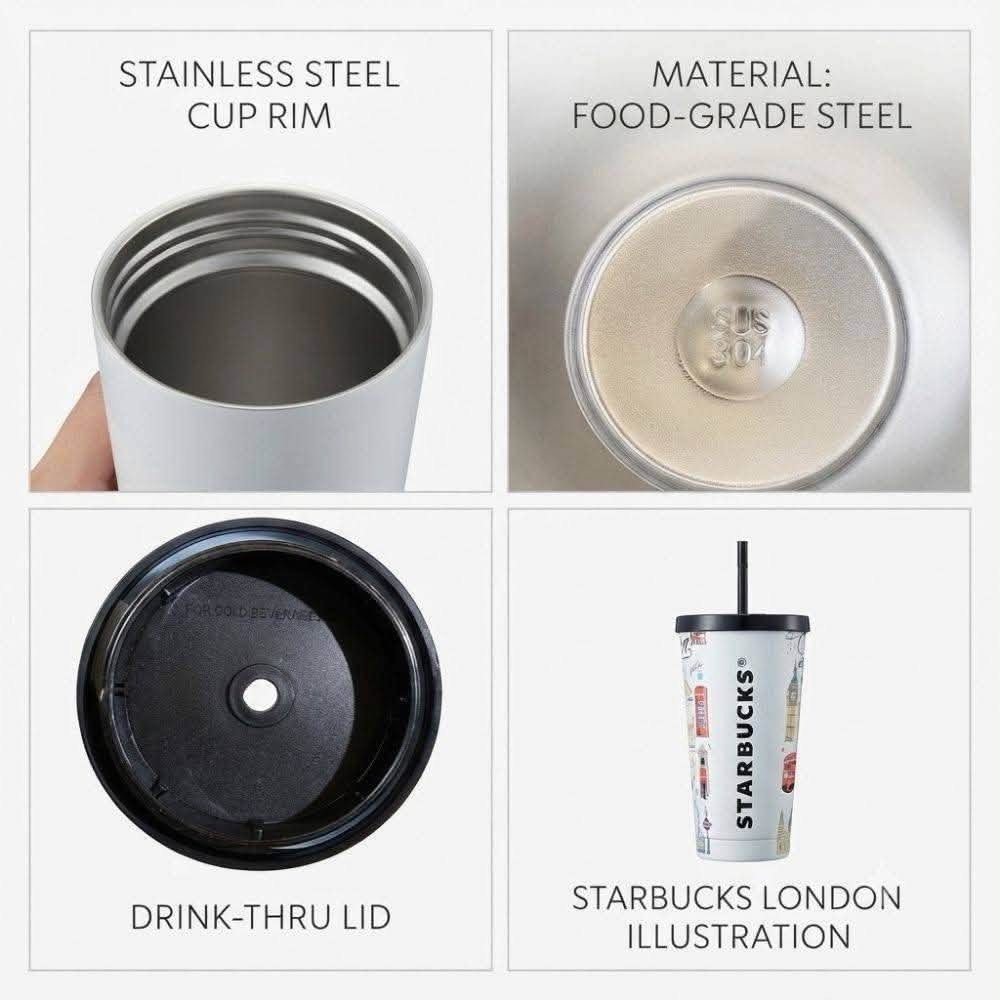 Starbucks London Illustration Straw Cup 倫敦城市插畫不鏽鋼水杯
