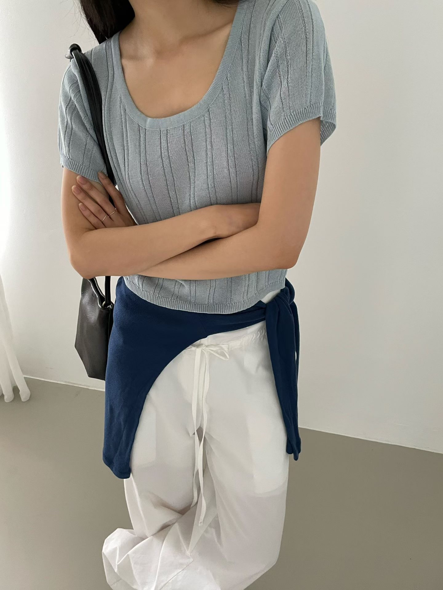東大門女裝Find | ribbon knit top(可前後著)