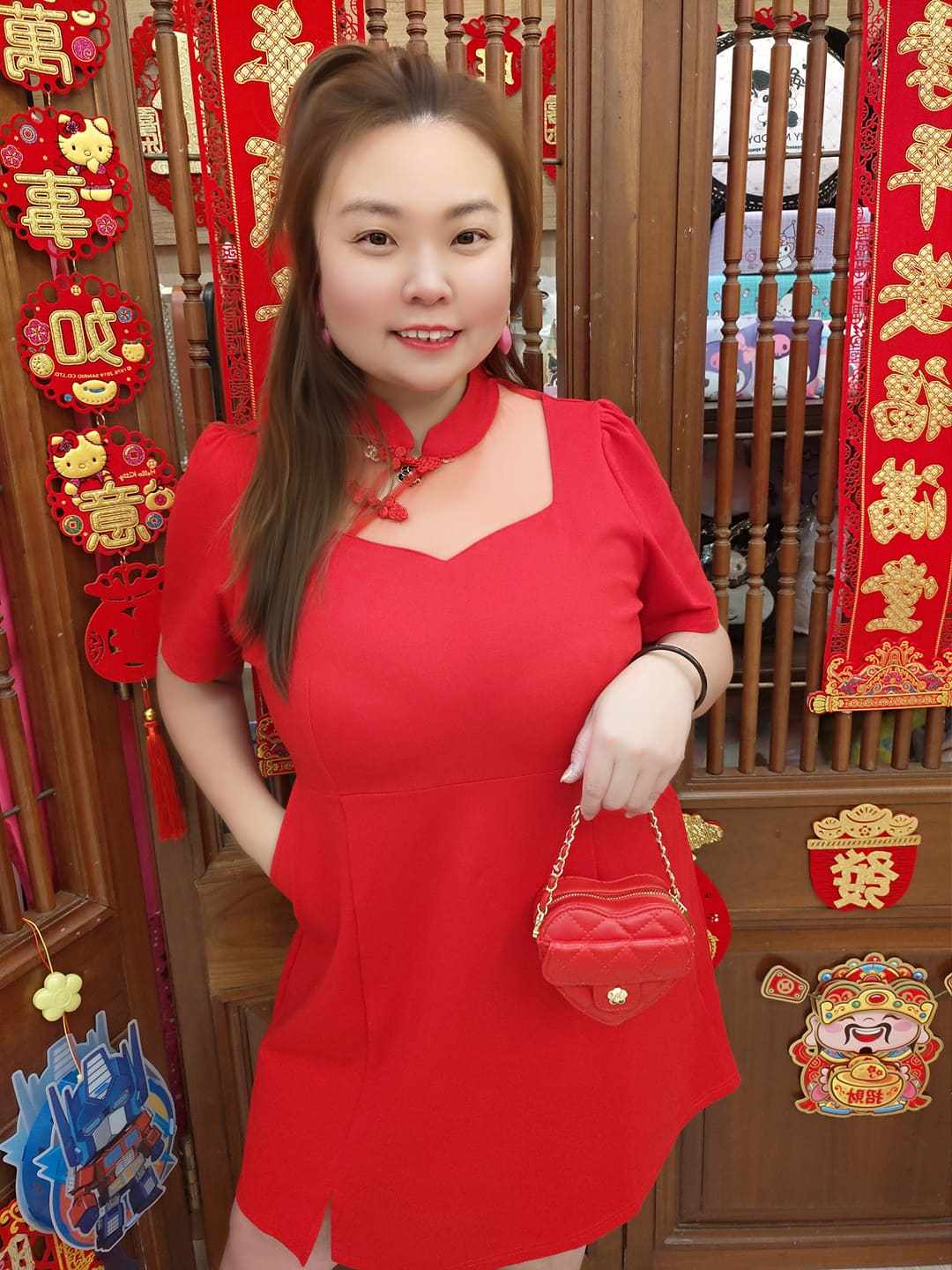 TW#5187 设计款透纱旗袍款连身裙