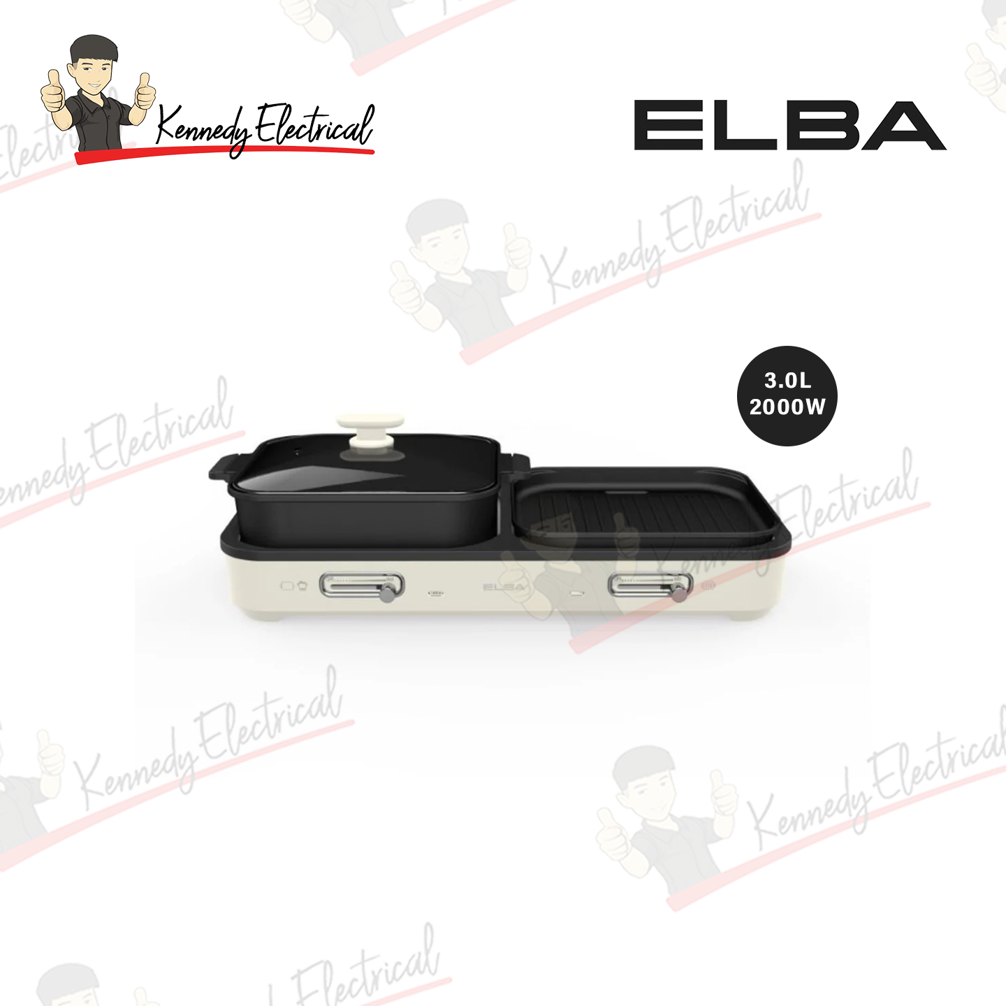 Elba 2000W 2-In-1 Hotpot And Bbq Griller EGL-S3055(BG)
