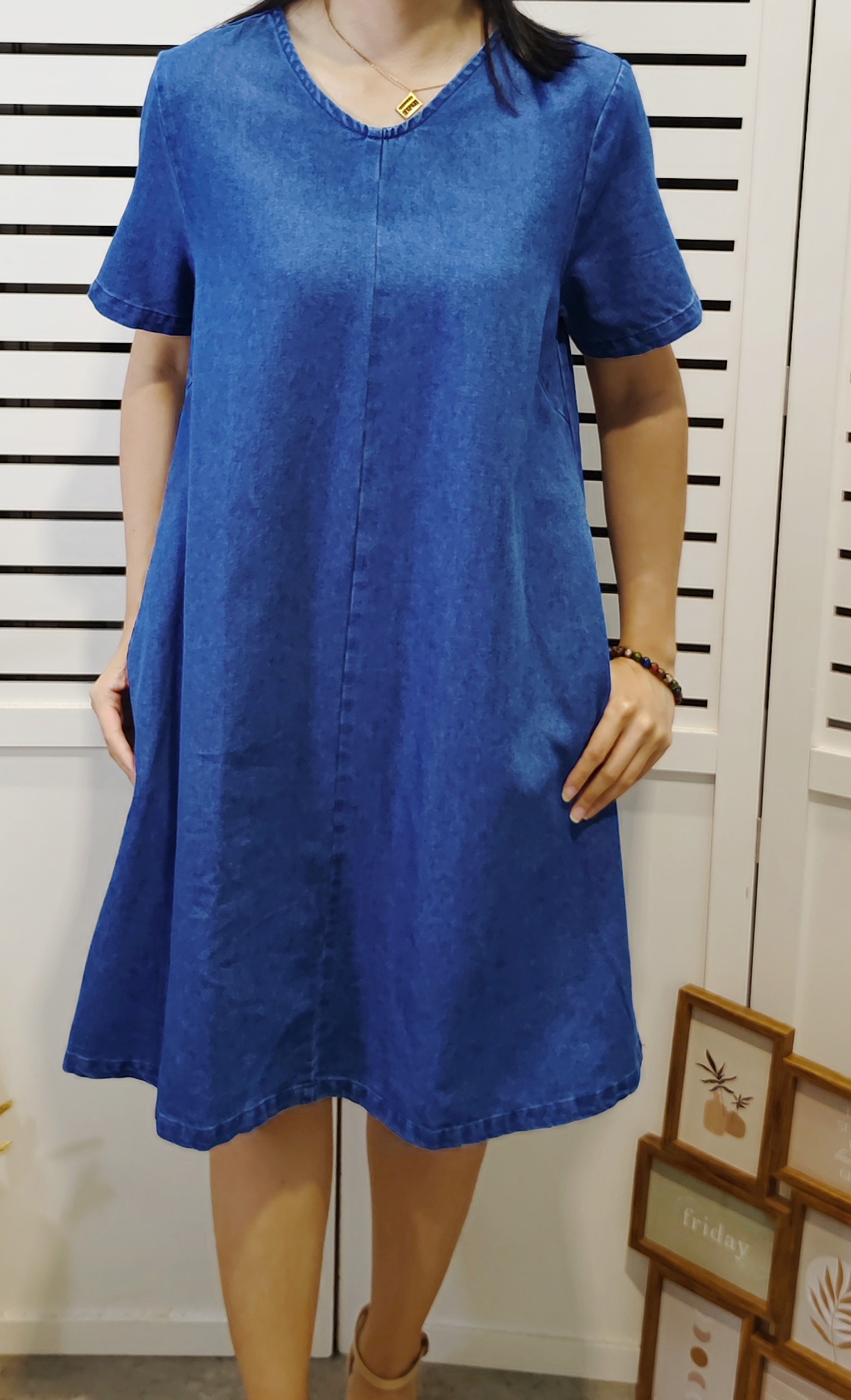 Z01378 Denim Short Sleeve Dress