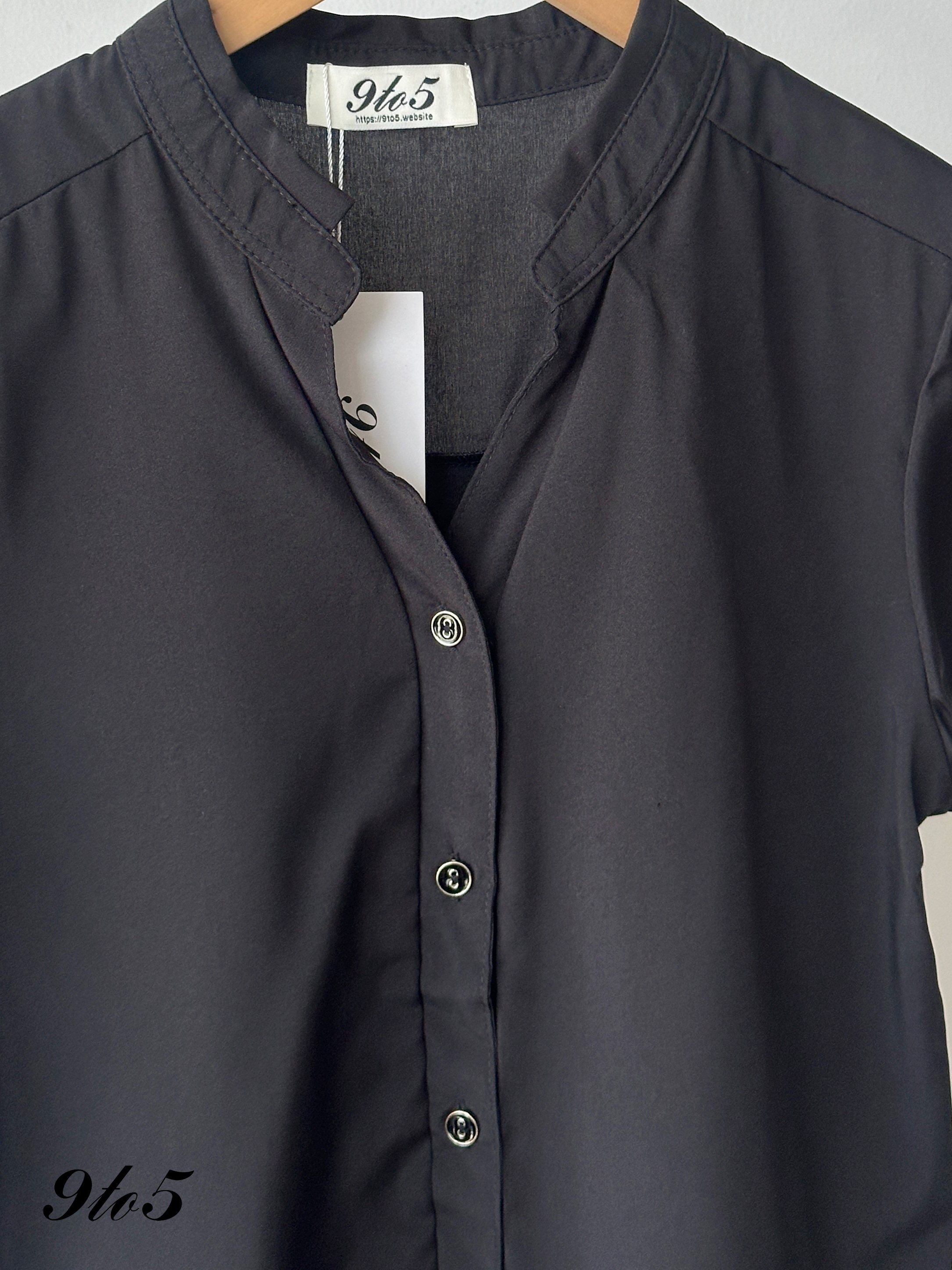T4303 Stand Collar V Neck Shirt - 4 Colors 