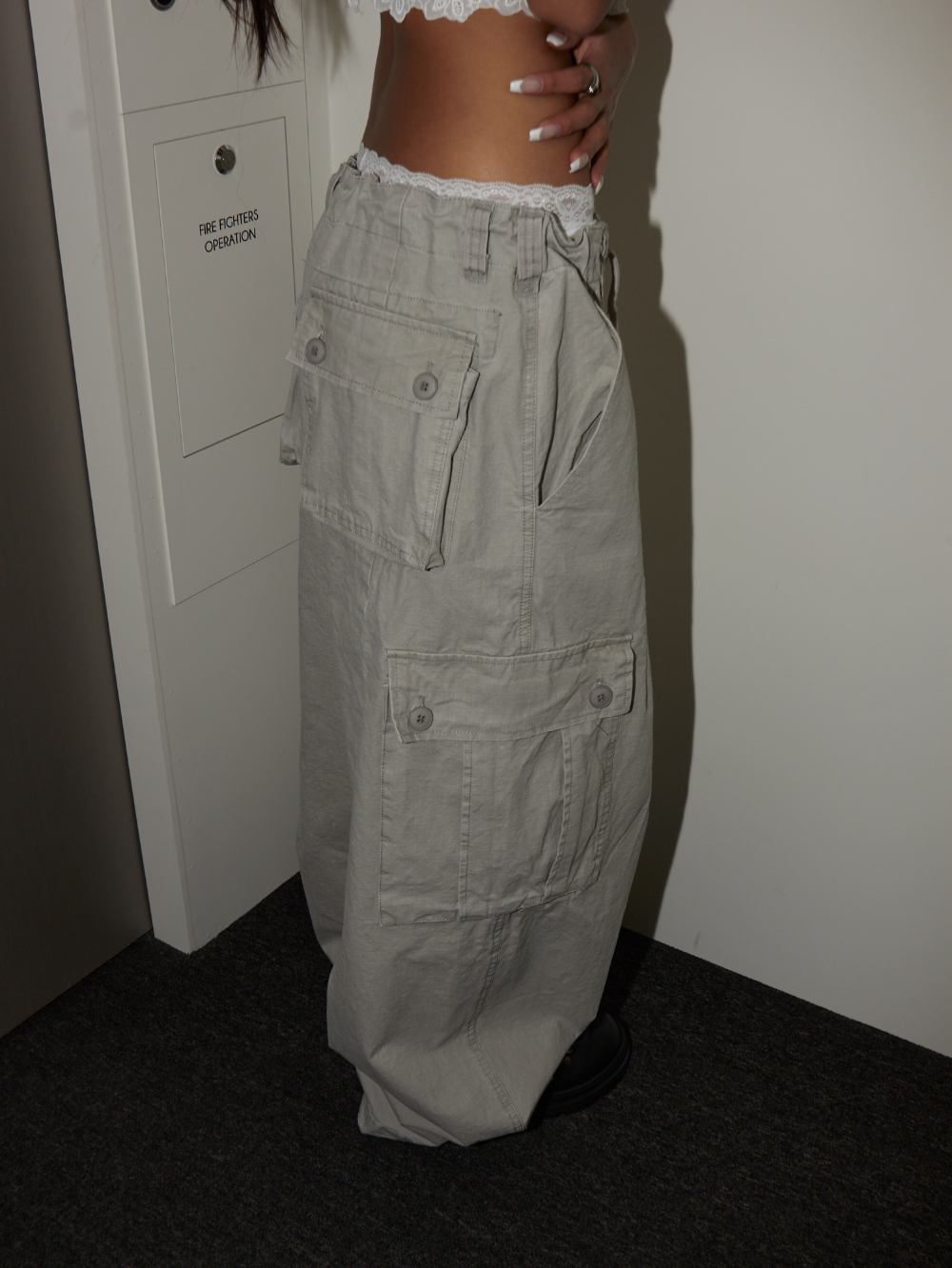 Drawstring Cotton Cargo Pants