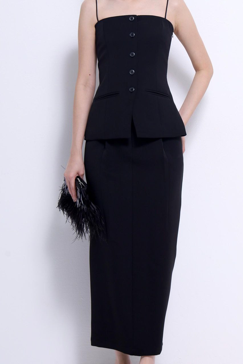 侧开叉半裙 1381