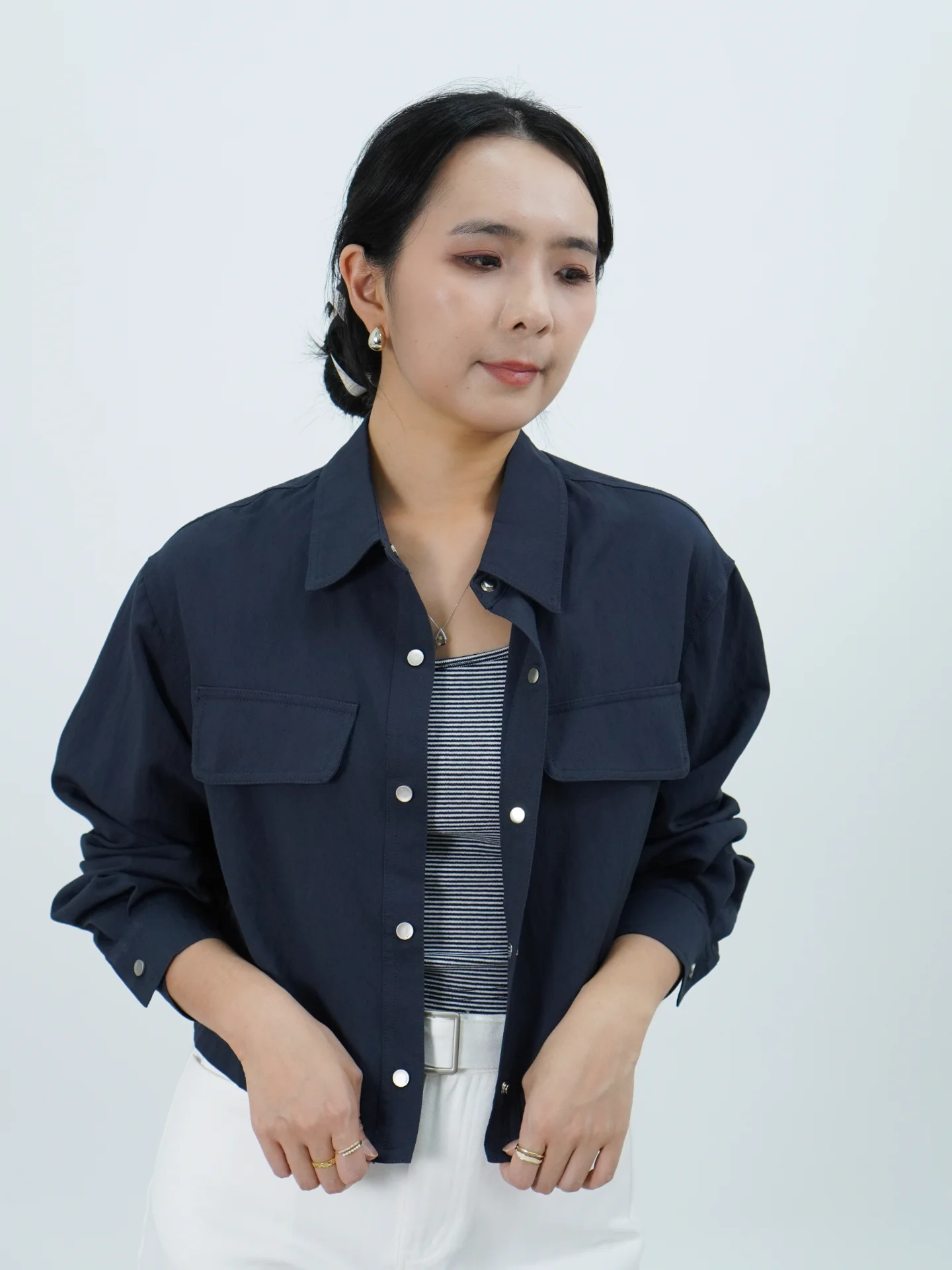 条纹背心+外套两件套