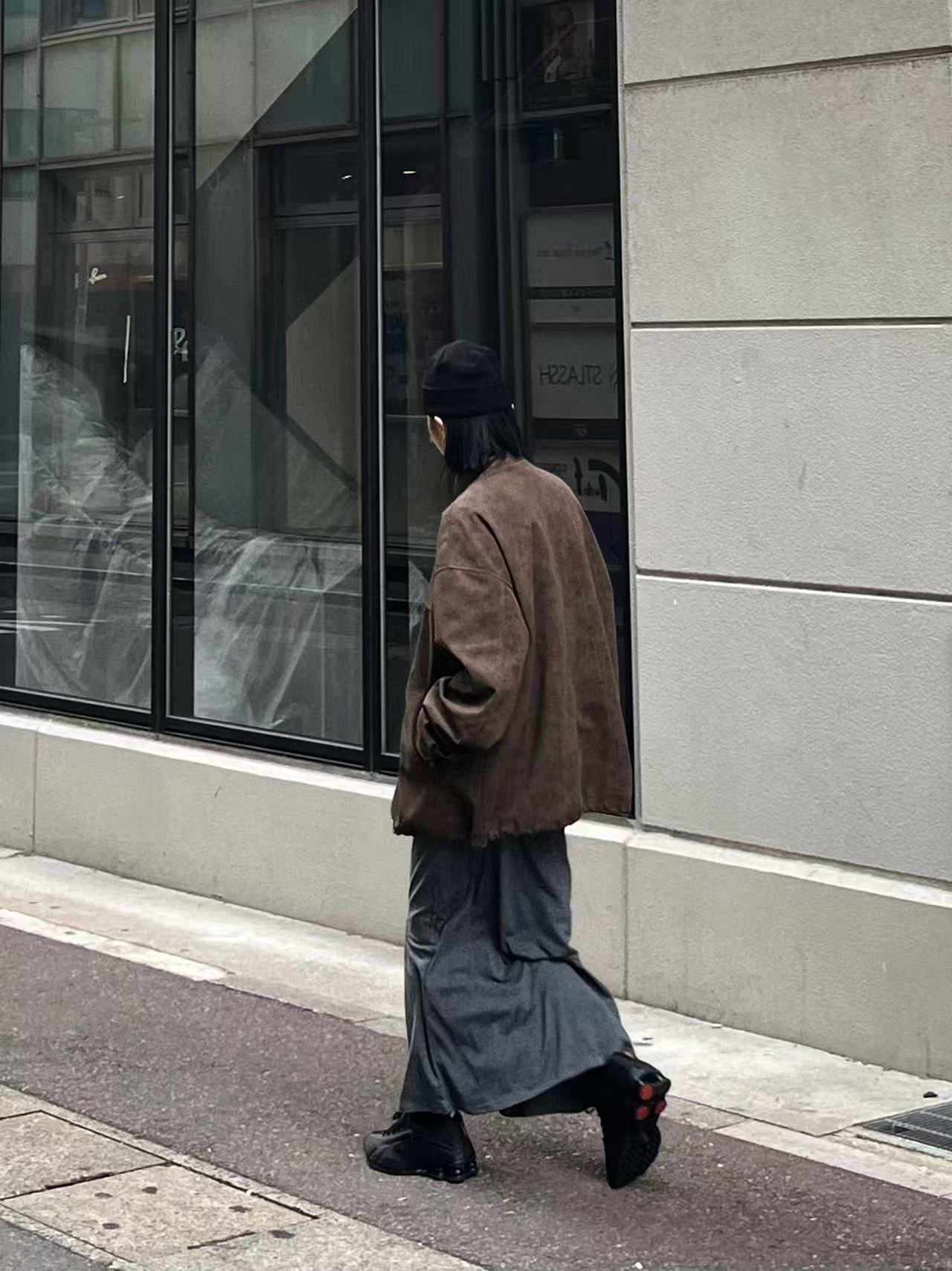 221704 洗水猄皮拉鏈外套