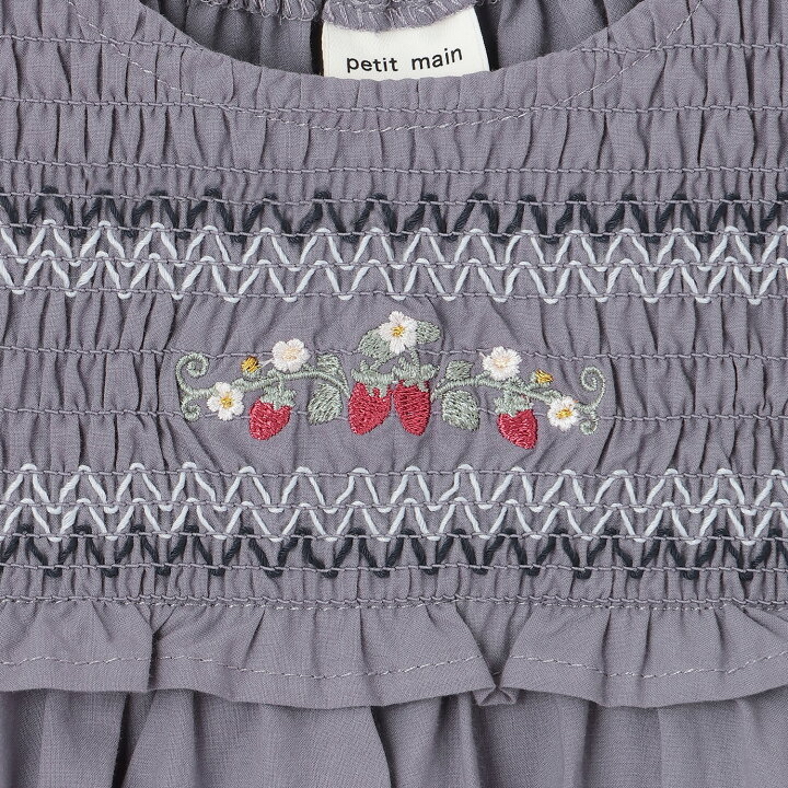 🇯🇵預訂 日本直送🇯🇵 Petit Main 三色草莓刺繡緞帶褶皺束腰上衣