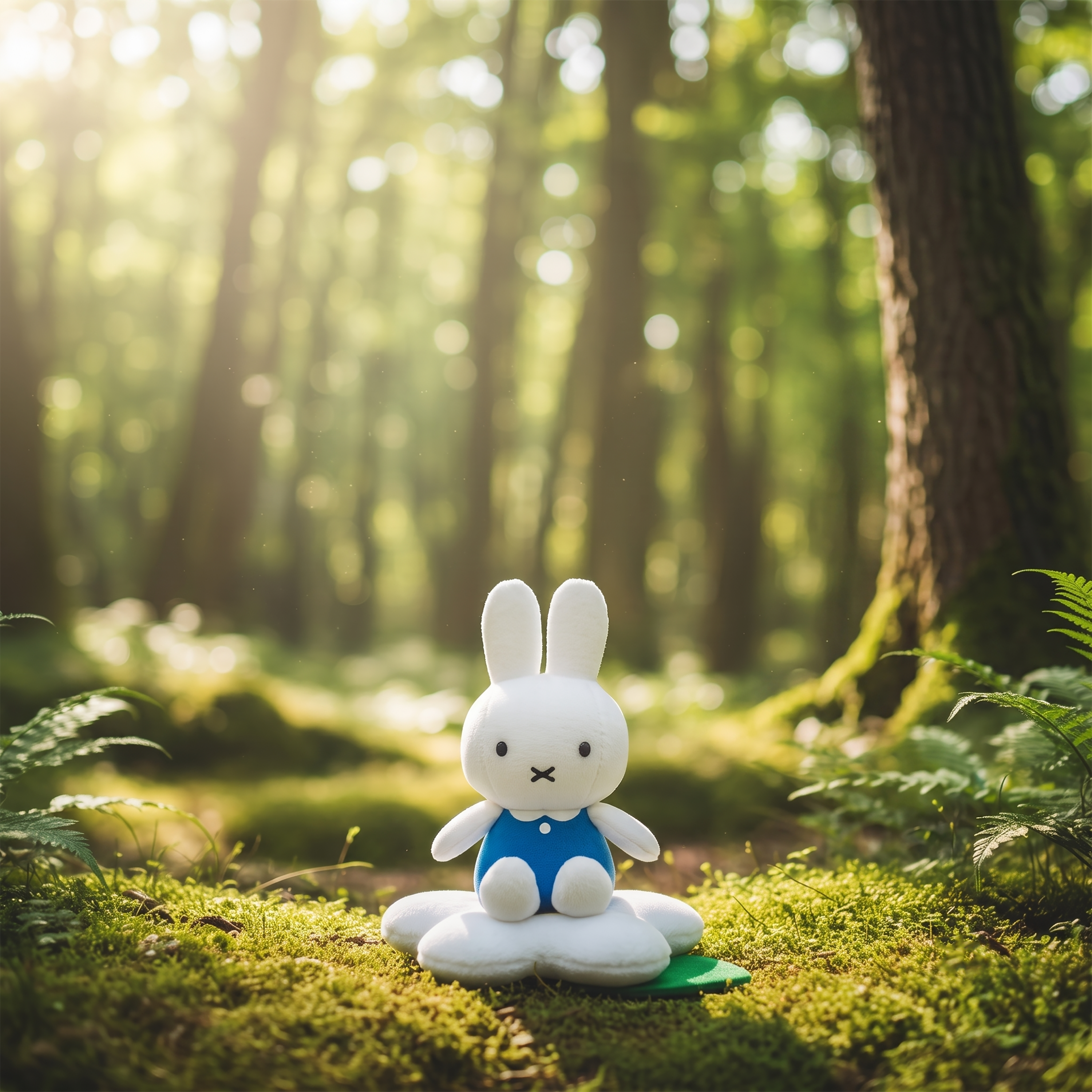 【預購7/26截單】Miffy - 公仔掛飾 (藍色白花坐姿款)