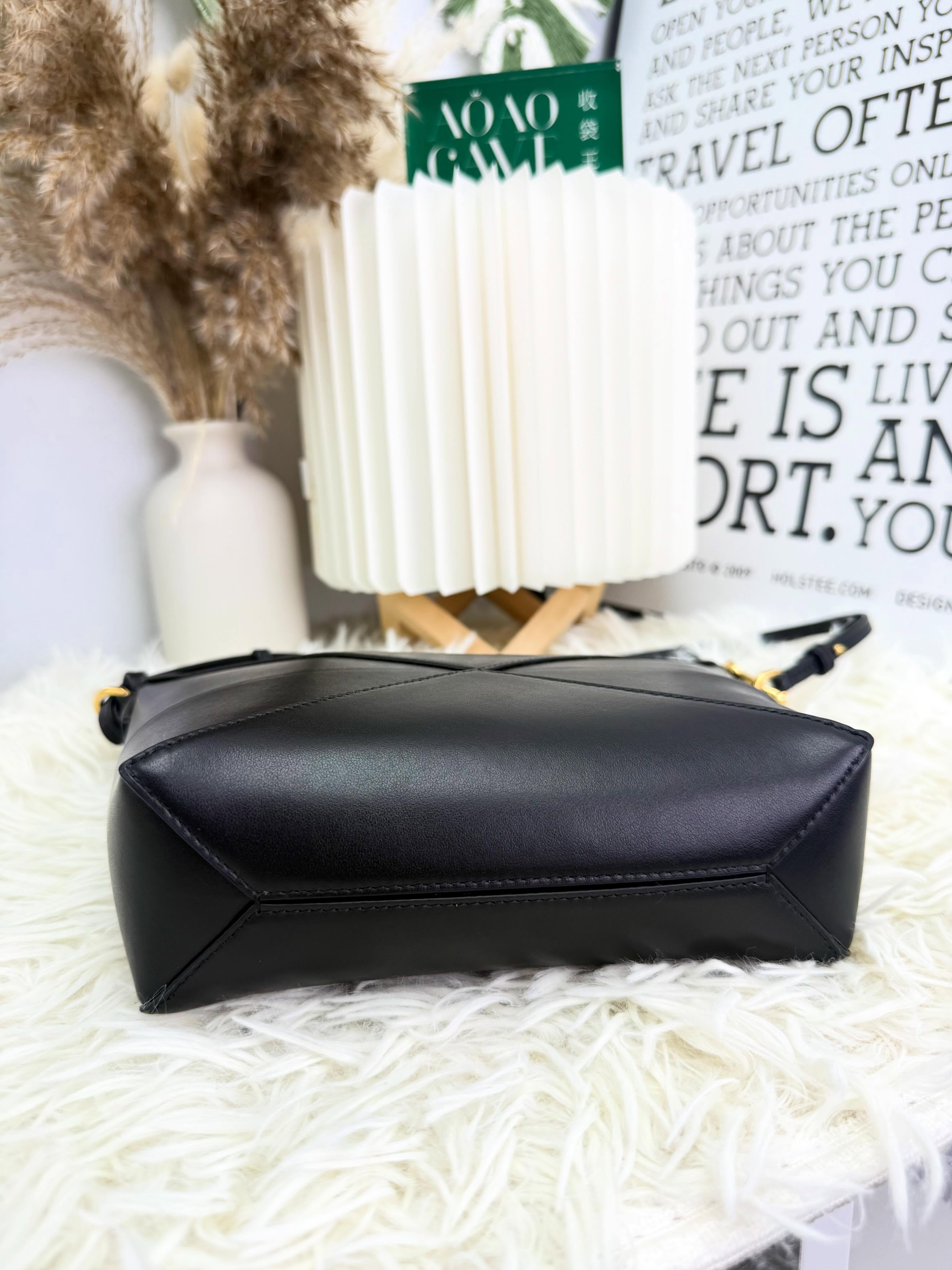 Loewe👜 PRE OWNED 🛍️黑色puzzle fold mini 🖤