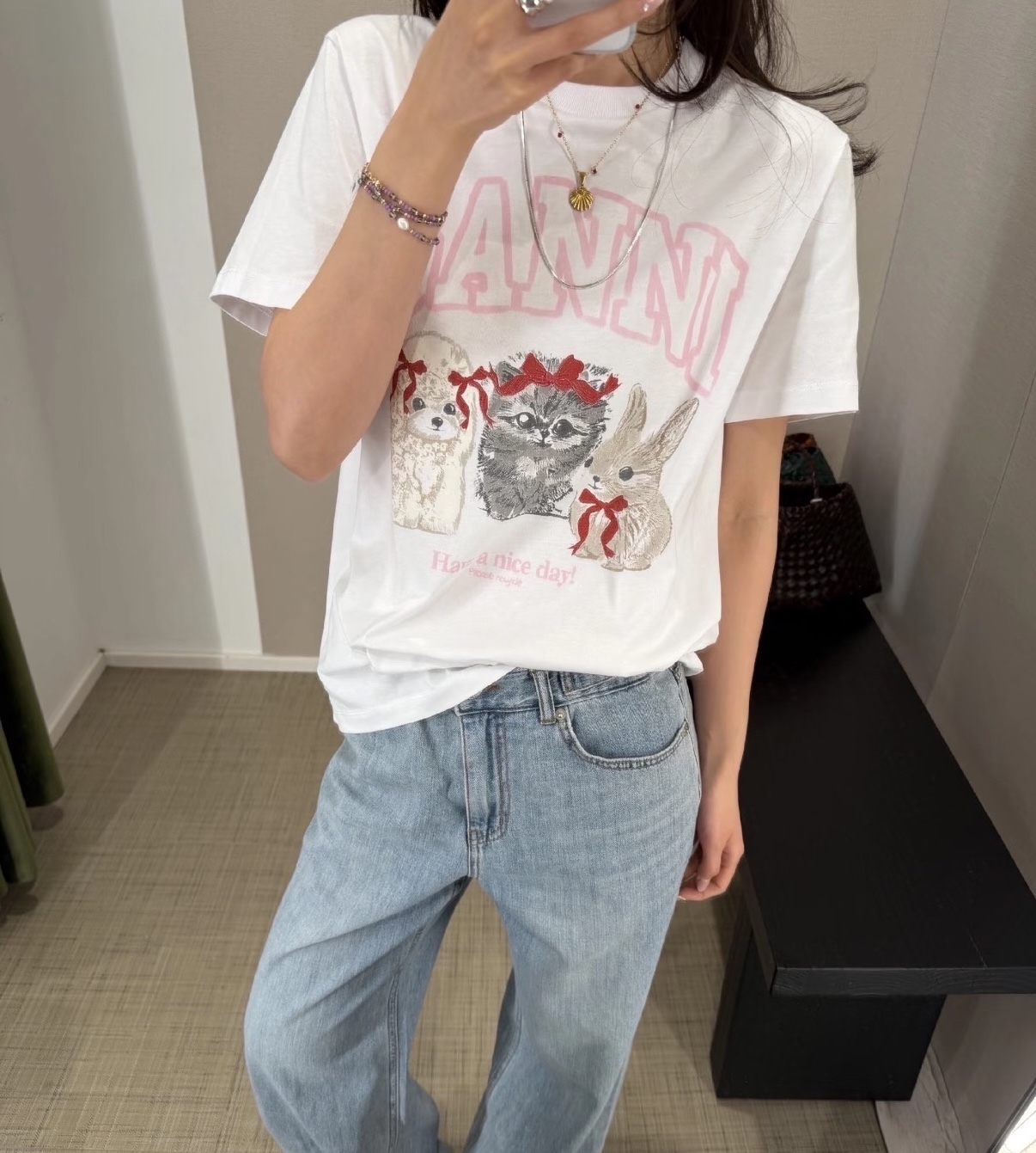 訂貨📮新款✨Ganni 短Tee 夏天必備 呢款前後都有print !Size XS S M L