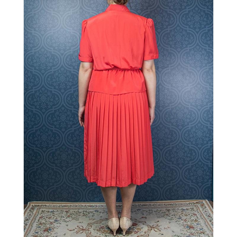 Vintage C.a. 1980s Hana Sung Made in Korea Faux Twin Set Dress with Original belt - US size 14 (MU104-28)