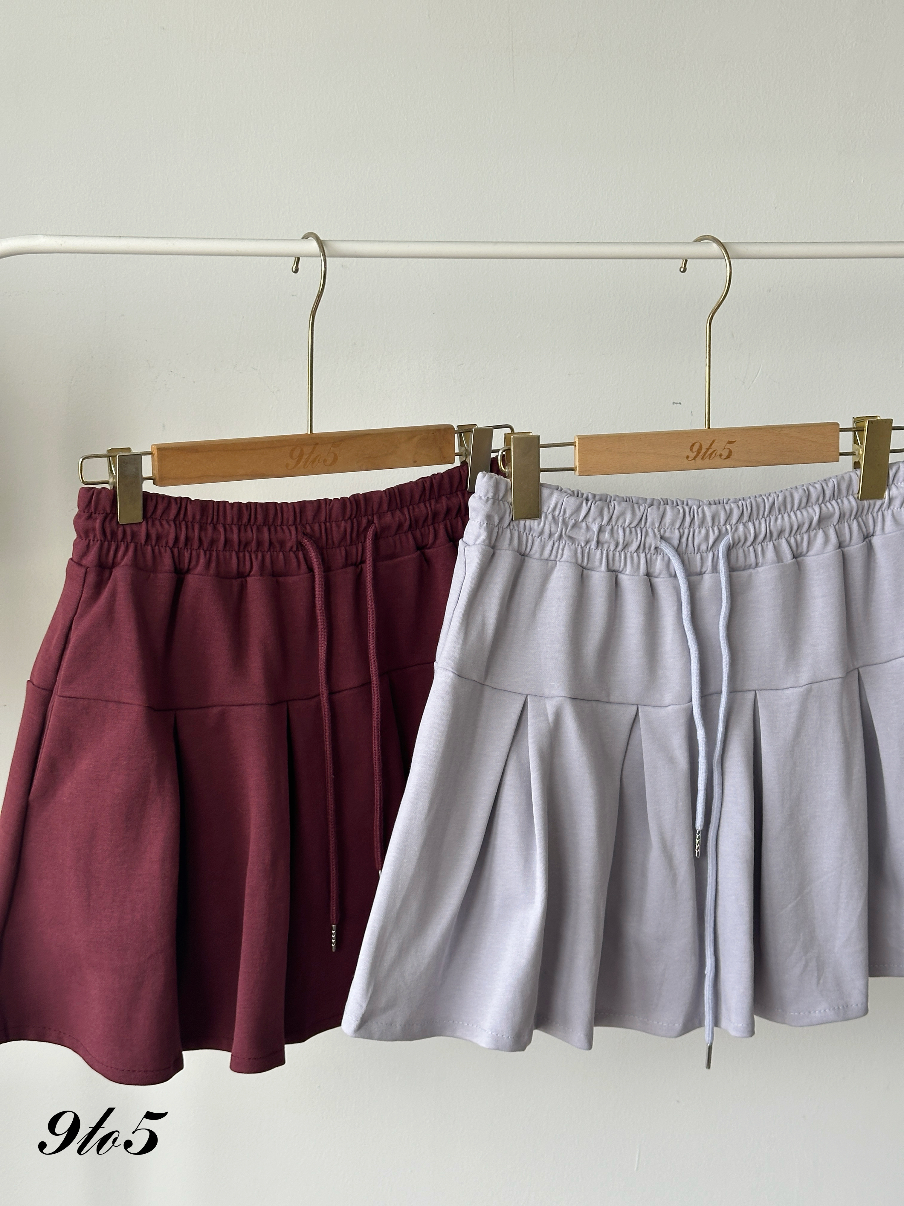 S1918 Drawstring Pleated Mini Skirt - 4 Colors 